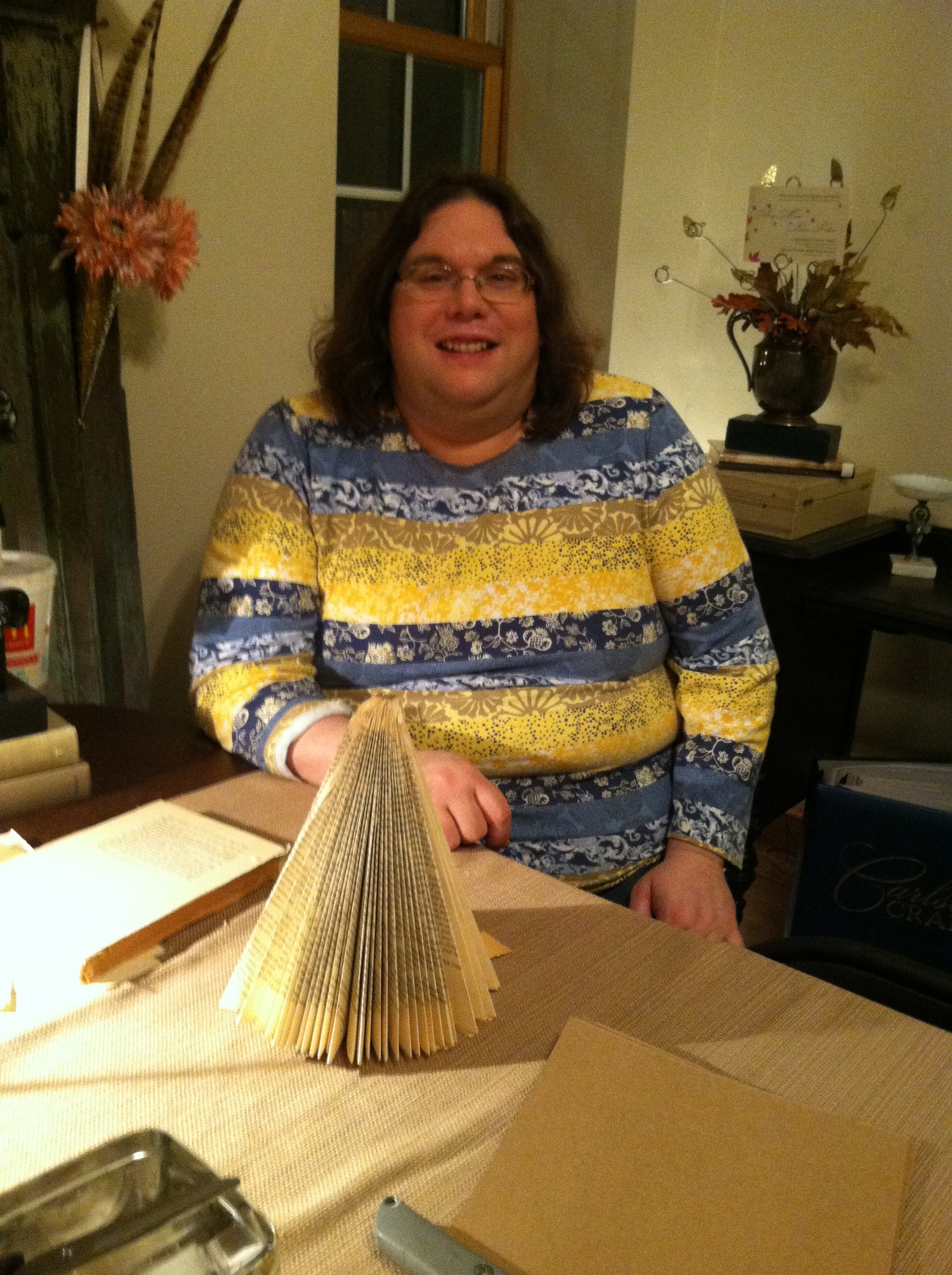  One of my bestest friends, Kathy. &nbsp;Kathy has become more crafty as the years pass. &nbsp;Proud of her paper tree. 