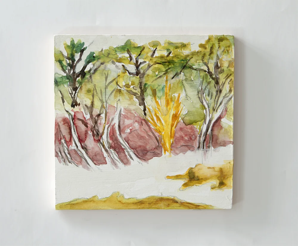 March Rain and Snow 2013 watercolor on gessoed wood 6" x 6"