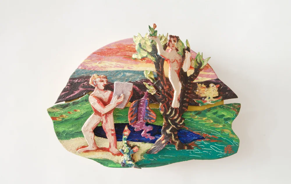 1989 oil on wood and chimney top 10" x 11" x 4.5" 