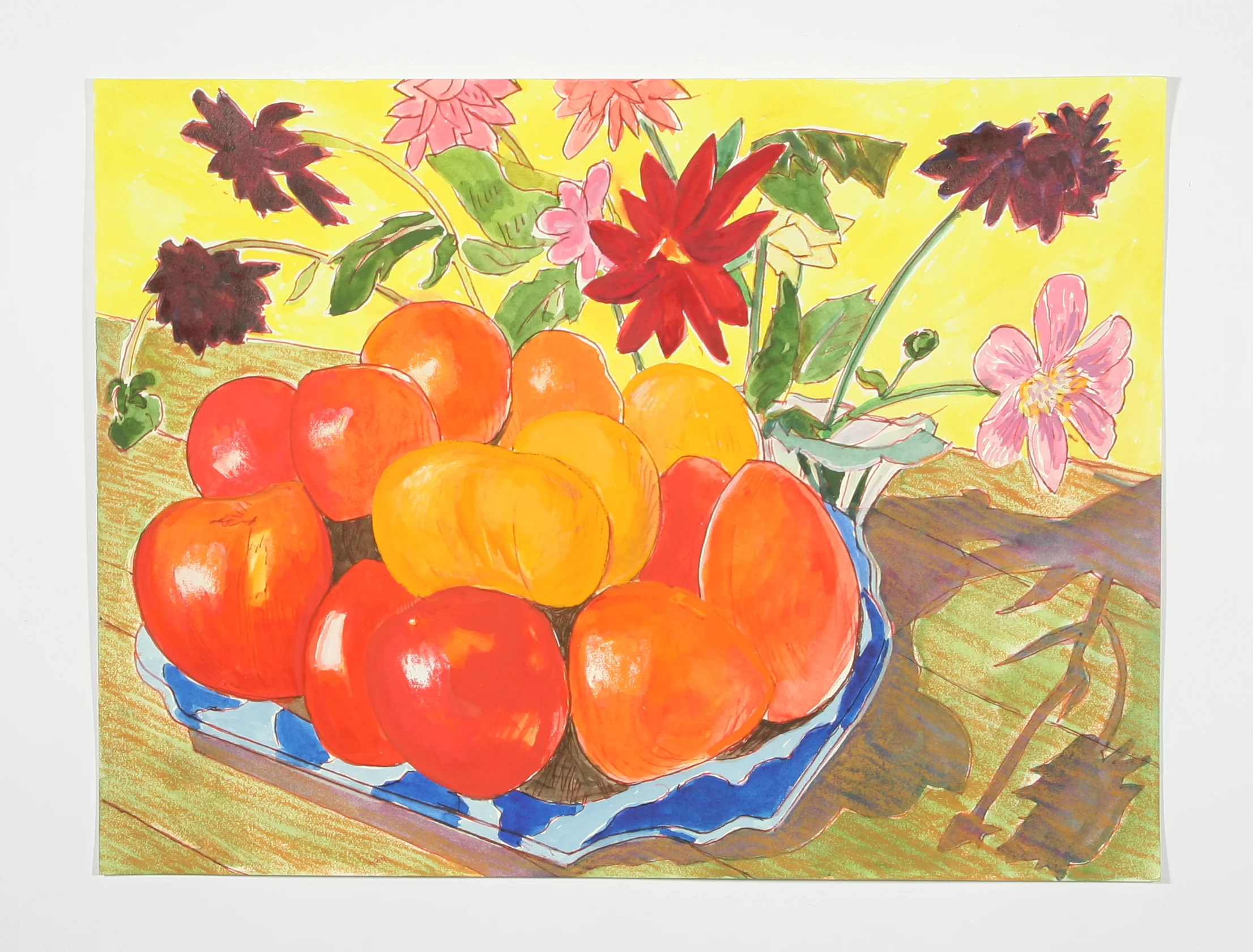 "Nathan's Tomatoes" gel pen, watercolor and gouache, 2014