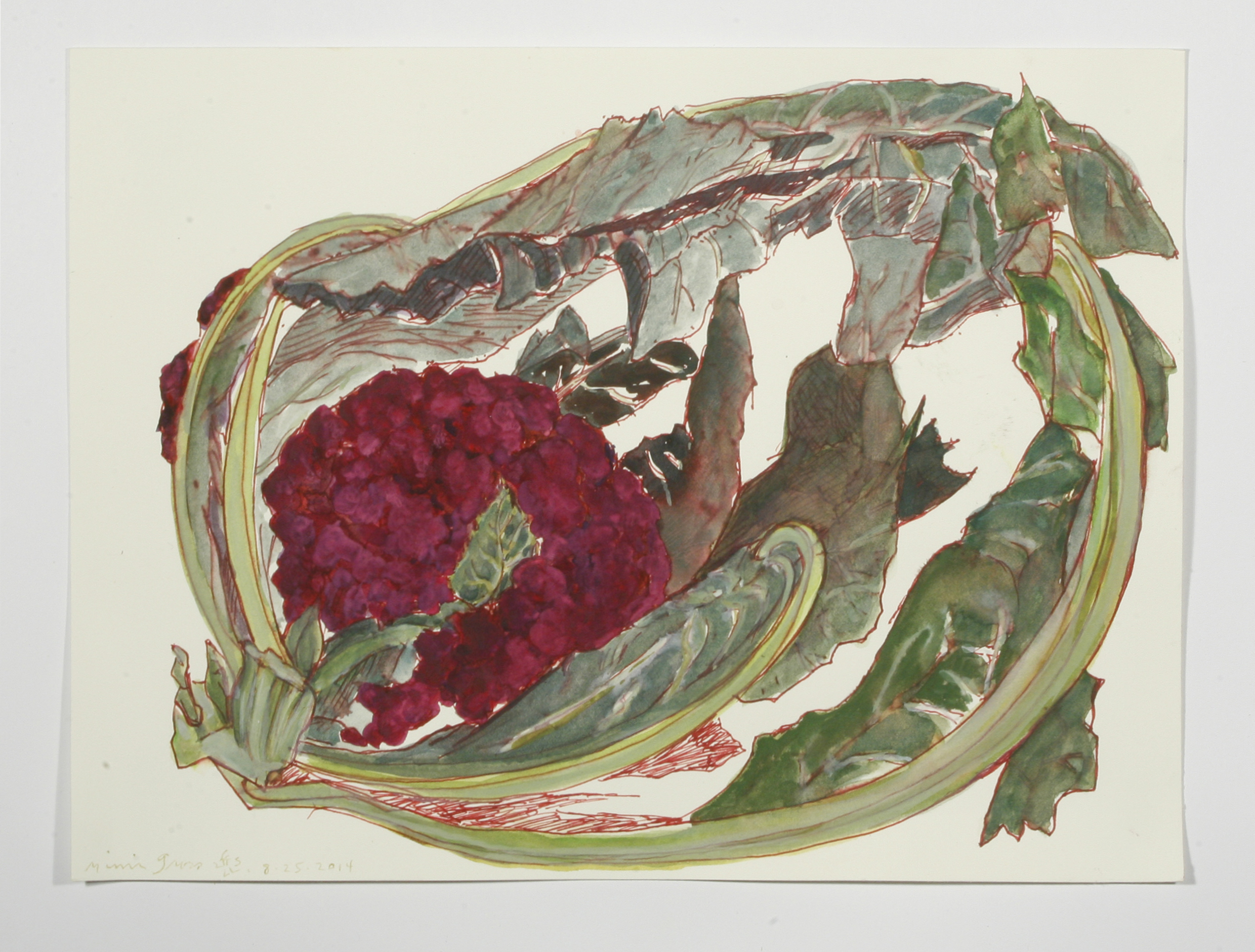"Purple Broccoli" gel pen, watercolor and gouache, 2014