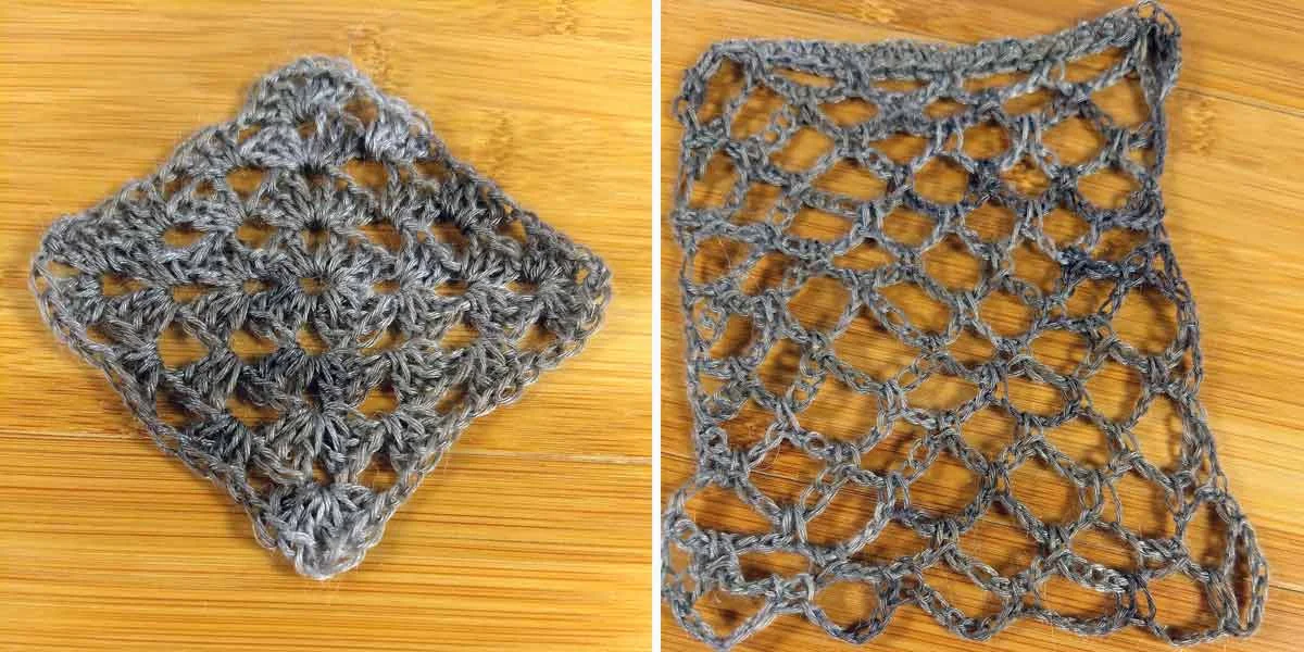 Meridian swatches, motif and lace