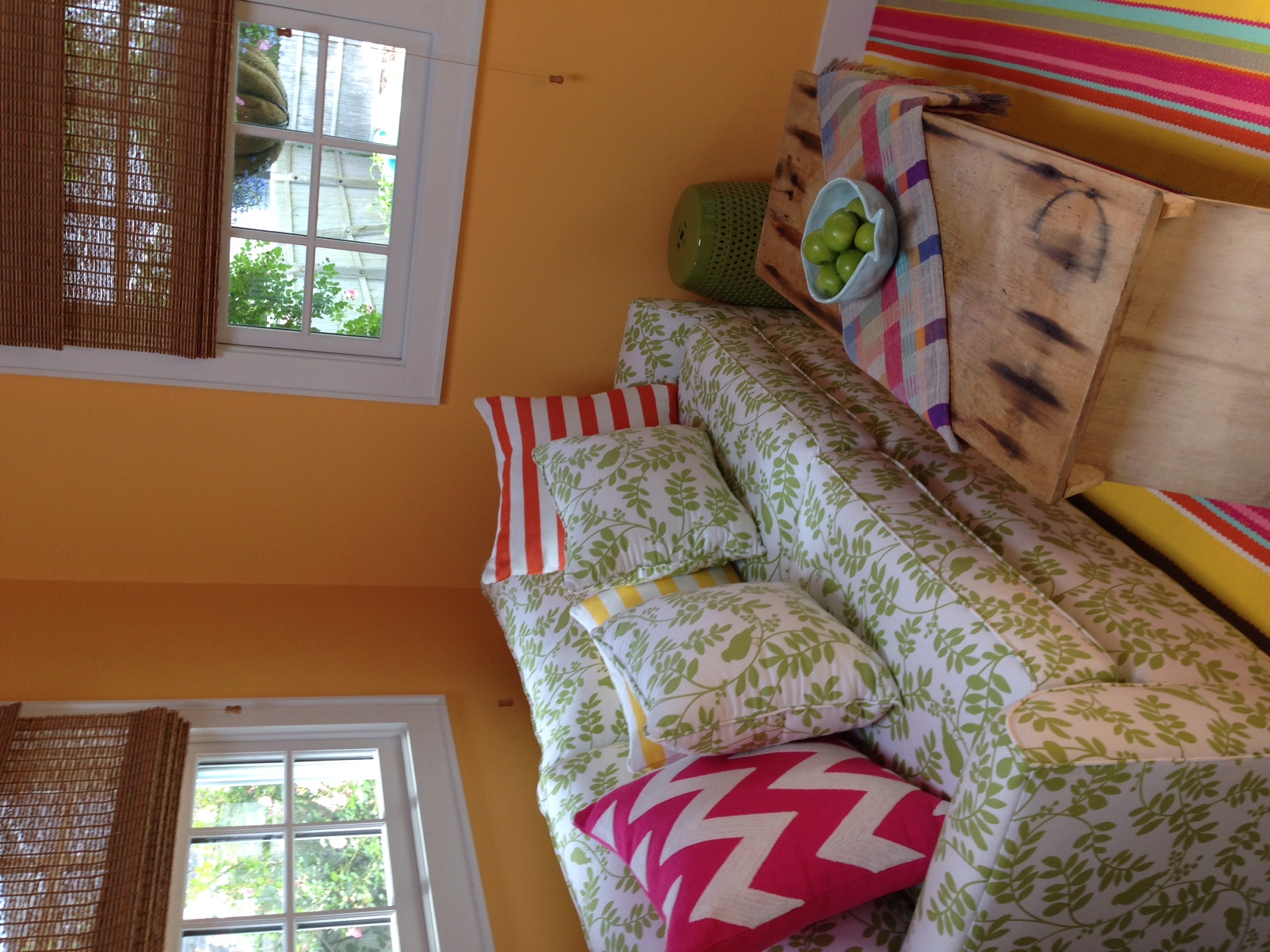 Rug & pillows Dash & Albert Sleeper sofa courtesy of Point Beach Interiors