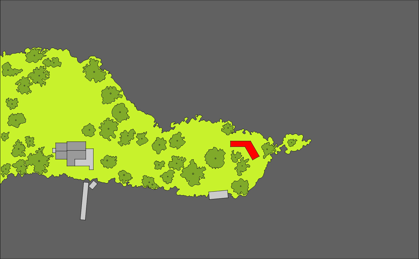 Drawing | Site Plan - The proposed, 600 sf structure (shown in red) is an addition to the site of an existing property.