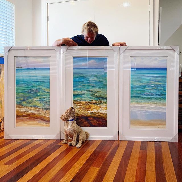 COLOURS OF THE CARIBBEAN
Triptych for a client and good friend, designed for his new modern house on the water. I hope he likes them as much as my dog George does. NJ