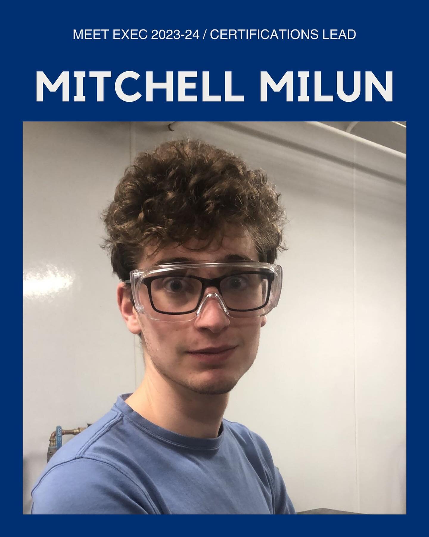 Another day, another chance to present more of our 2023-24 Executive Committee! Next up is our amazing Certifications Lead, Mitchell Milun!

With aerostructures and certification experience, sophomore Mitchell Milun looks to continue developing the c