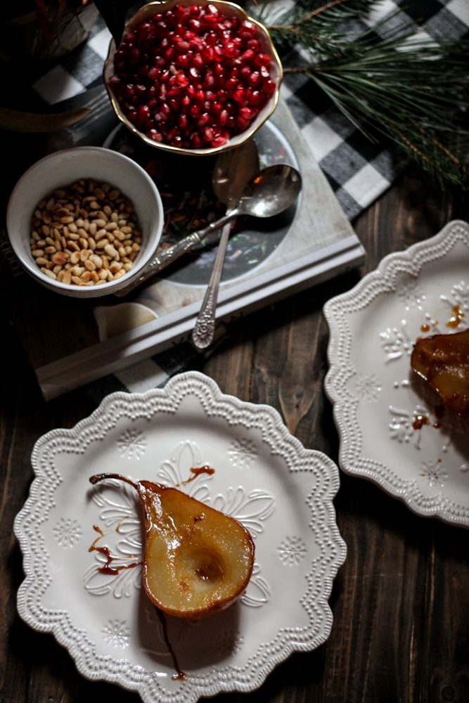 Brown Sugar & Ginger Roasted Pears with Vanilla Cream {Pedantic Foodie}