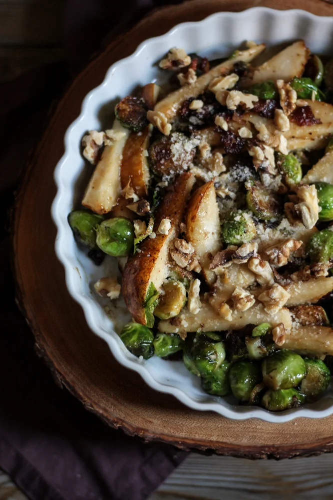 Pear, Bacon, and Brussel Sprouts Warm Salad