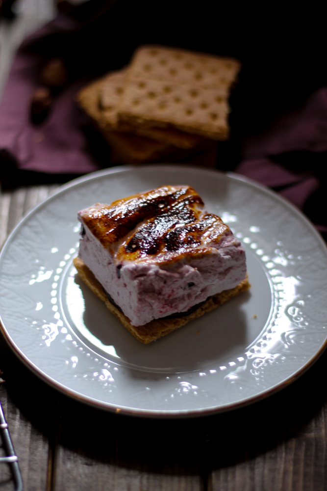 Grown-Up S'mores with Blackberry Marshmallows and Red Wine Ganache {Pedantic Foodie}