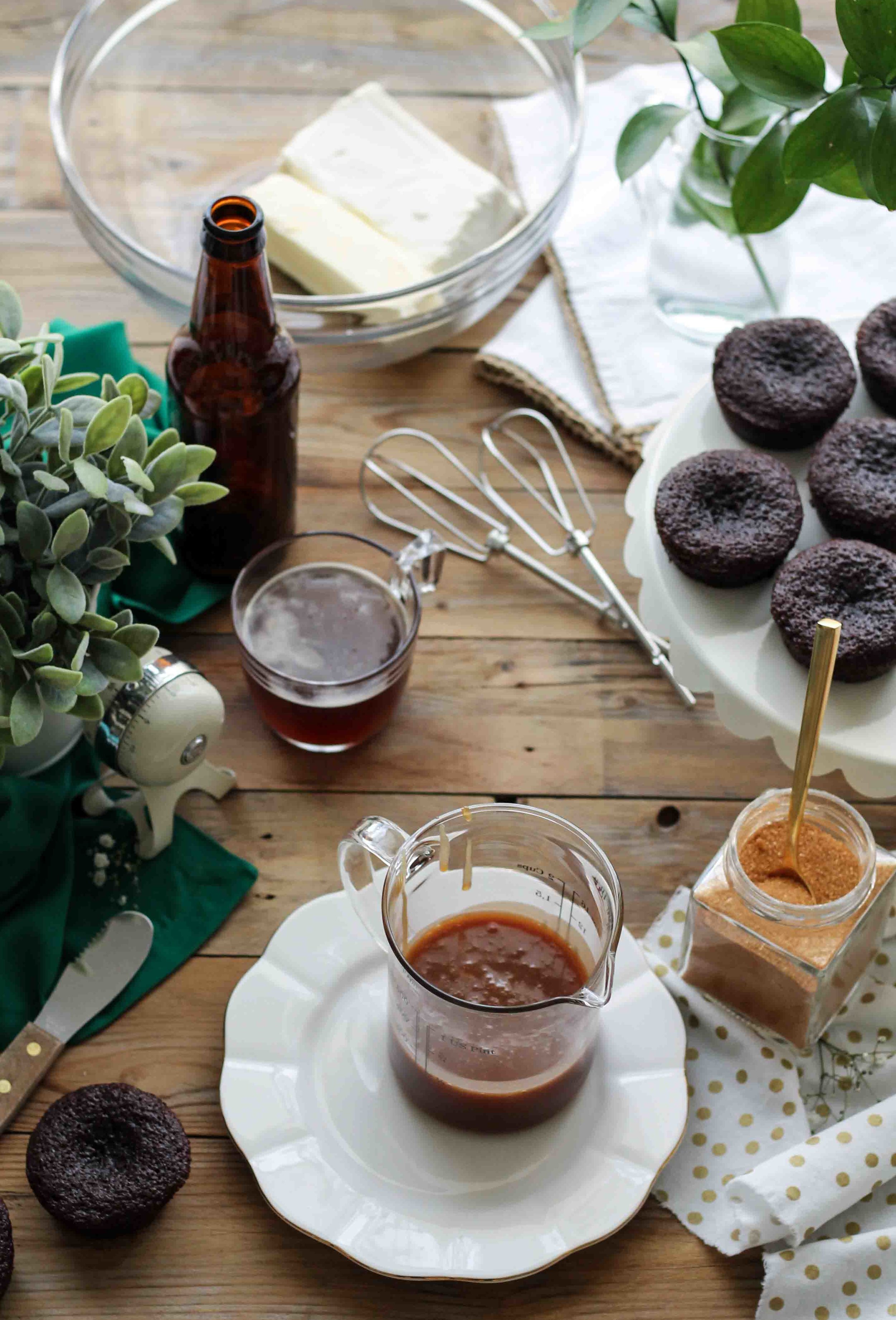 Chocolate & Ale Cupcakes with Salted Caramel Frosting {Pedantic Foodie}