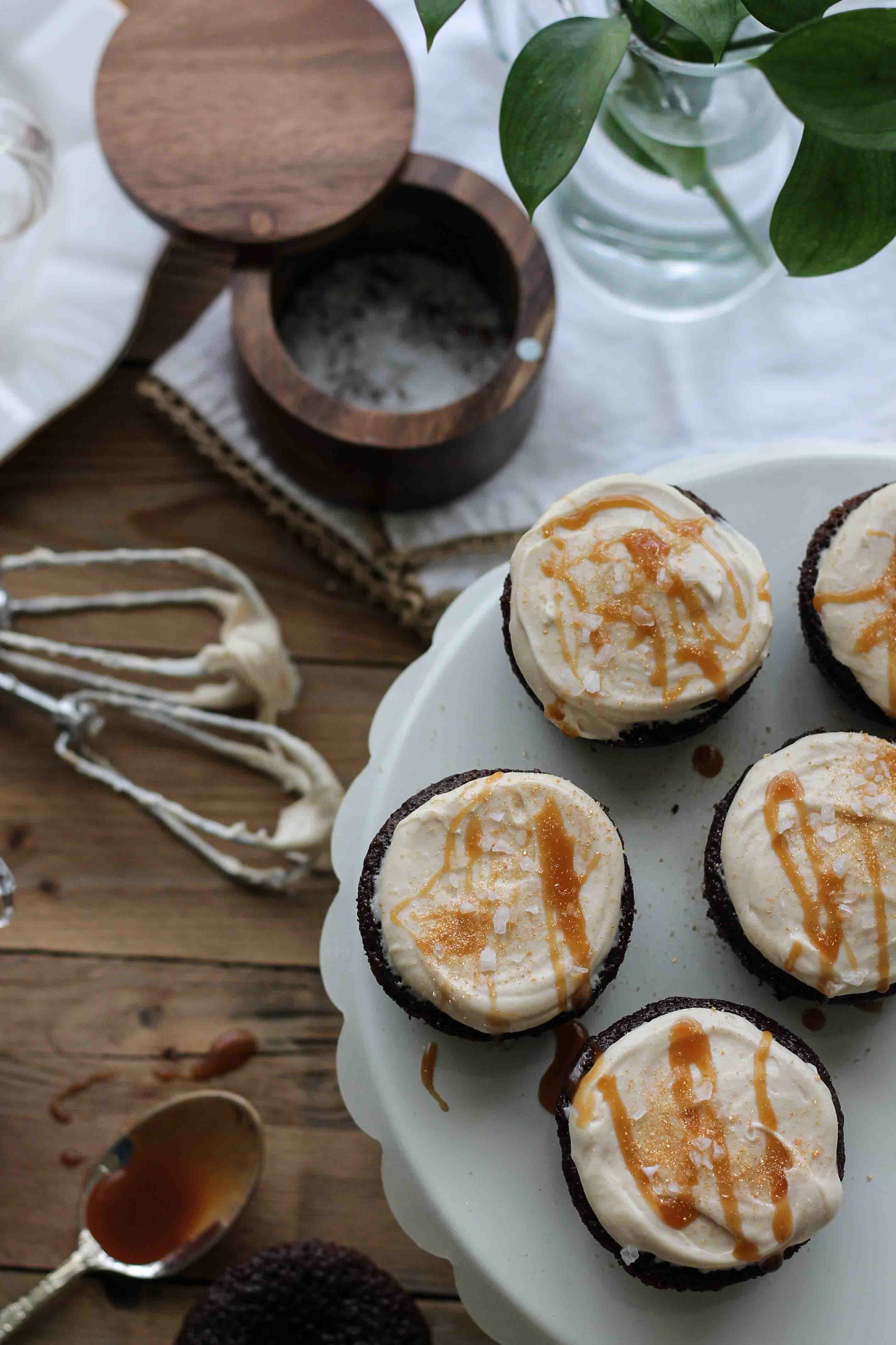 Chocolate & Ale Cupcakes with Salted Caramel Frosting {Pedantic Foodie}