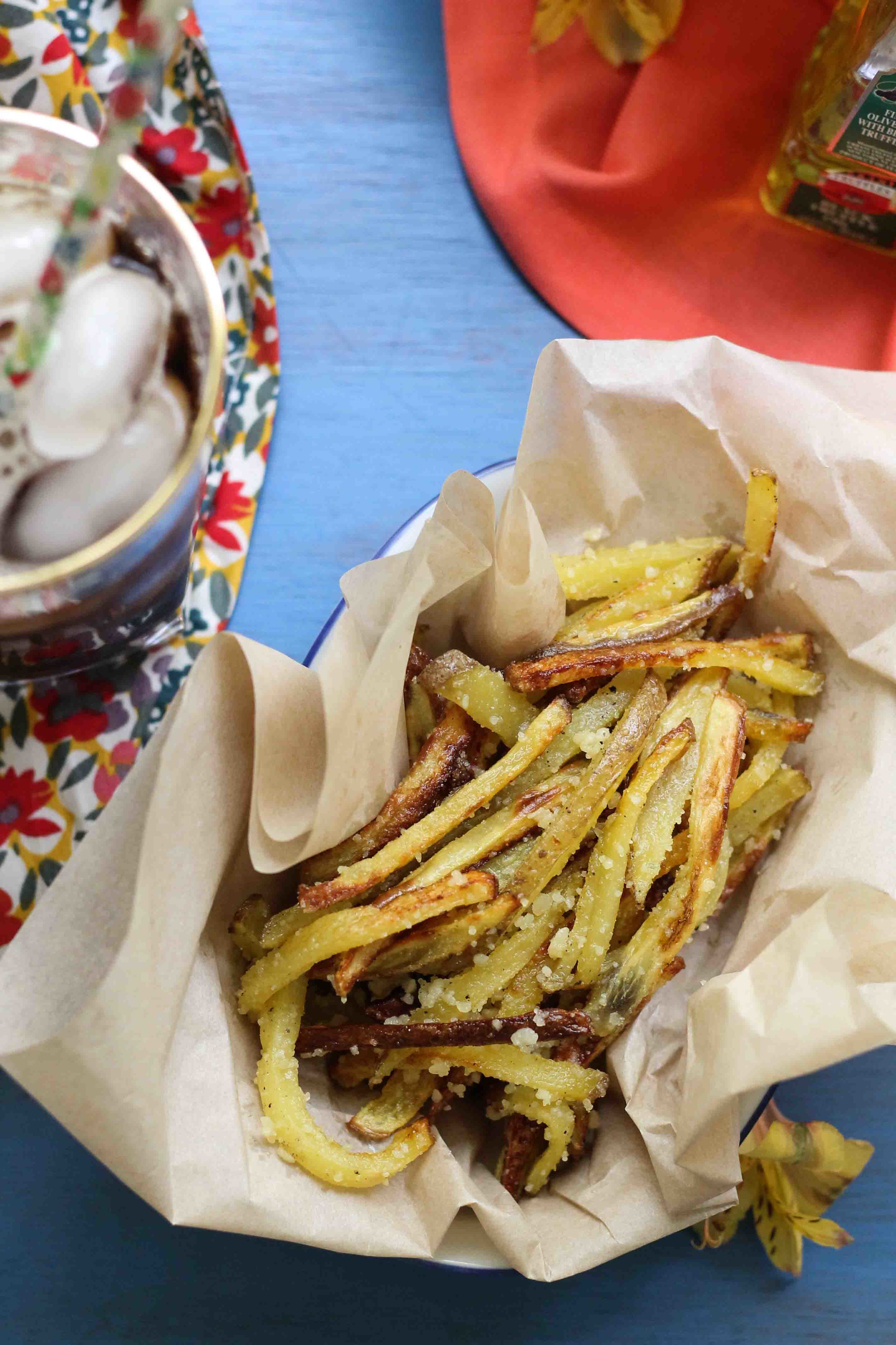 These simple Truffle & Parmesan Oven Fries are the perfect weeknight side! {Pedantic Foodie}