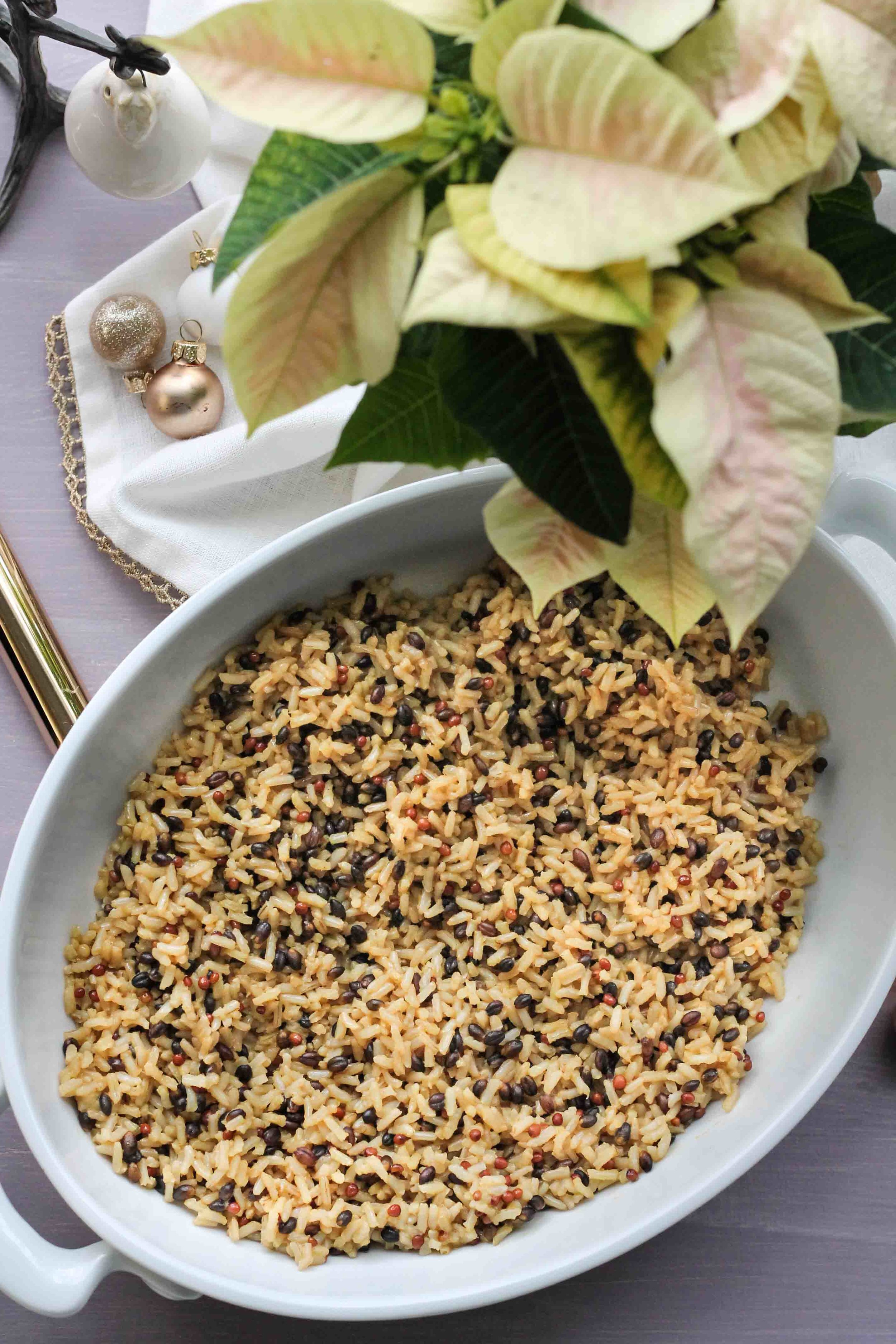 Ordinary wild rice becomes a fantastic, holiday stuffing when paired with plumped, dried cherries, spinach, truffle oil, and lots of parmesan. [pedanticfoodie.com]