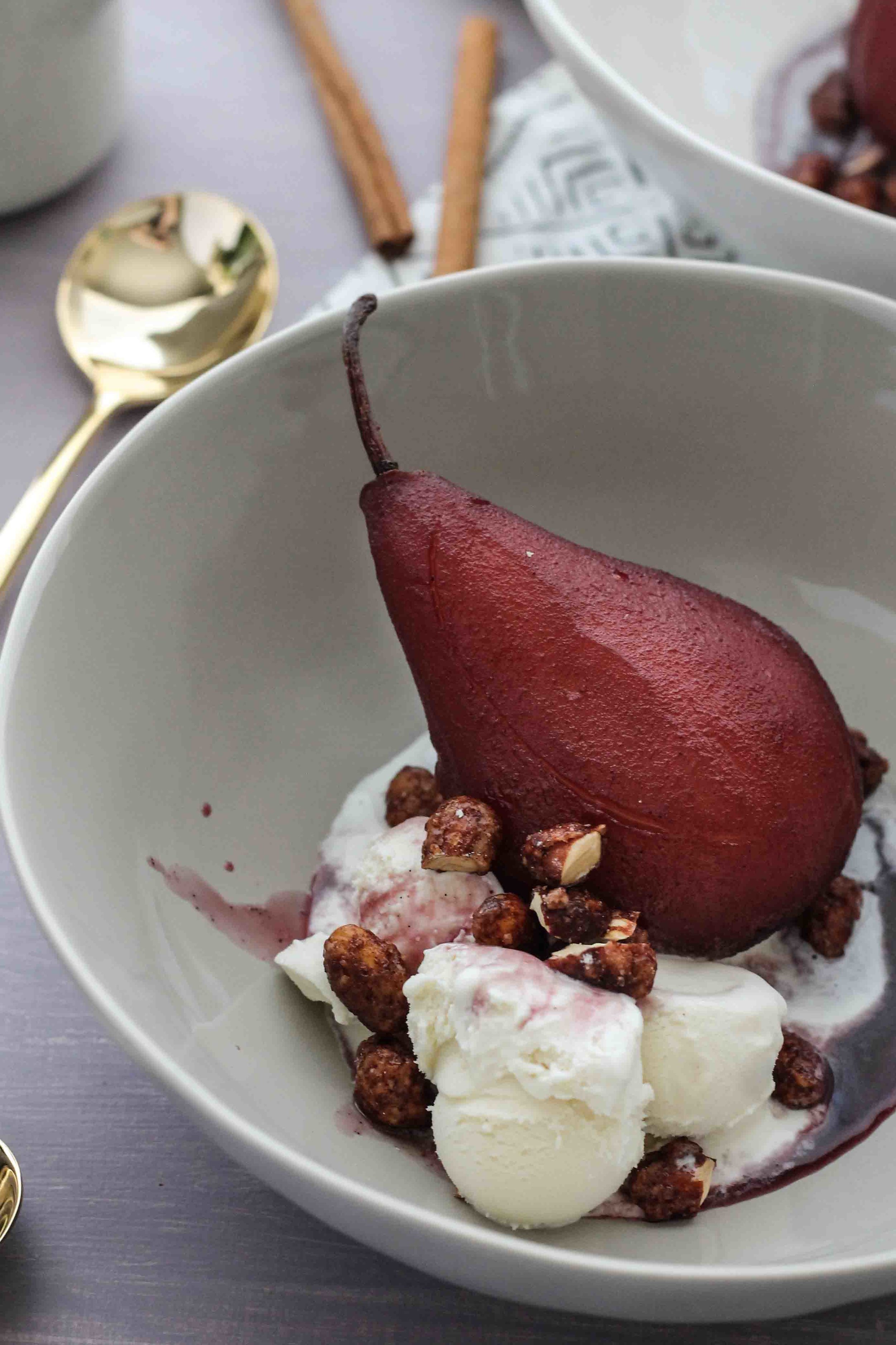 Slow Cooker Vanilla-Spiced Wine Poached Pears with Cost Plus World Market [ www.pedanticfoodie.com ] #sponsored
