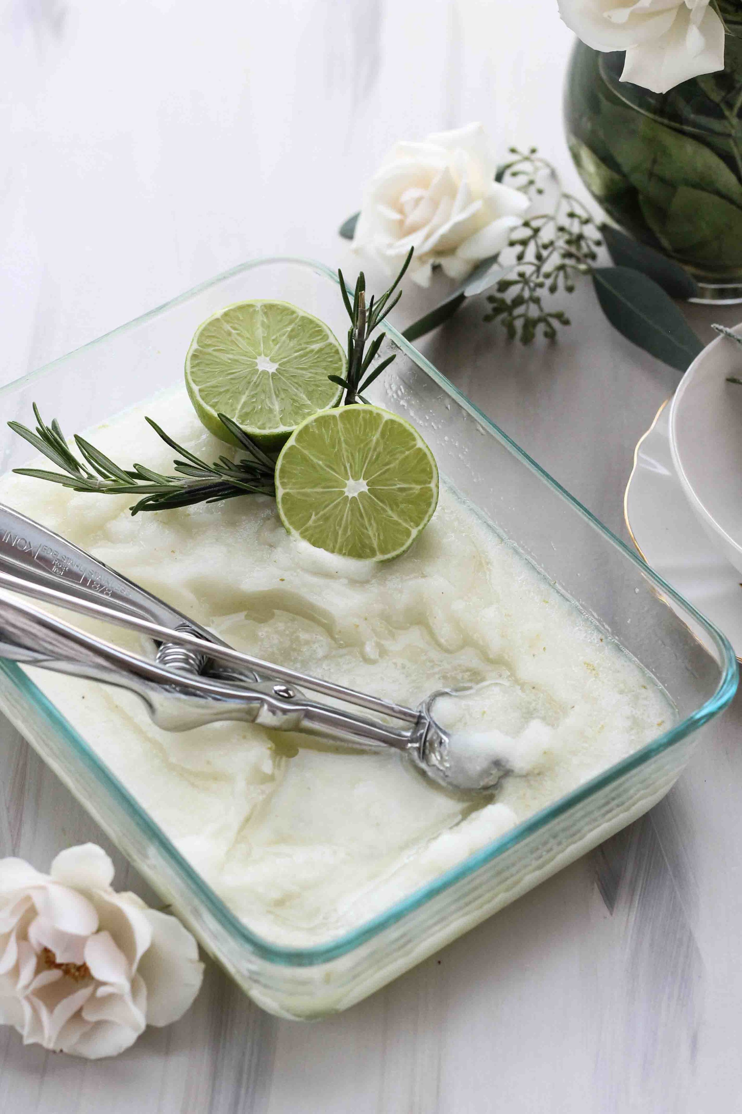 Olive Oil Cakelets with Rosemary-Lime Sorbet  [ www.pedanticfoodie.com ] 