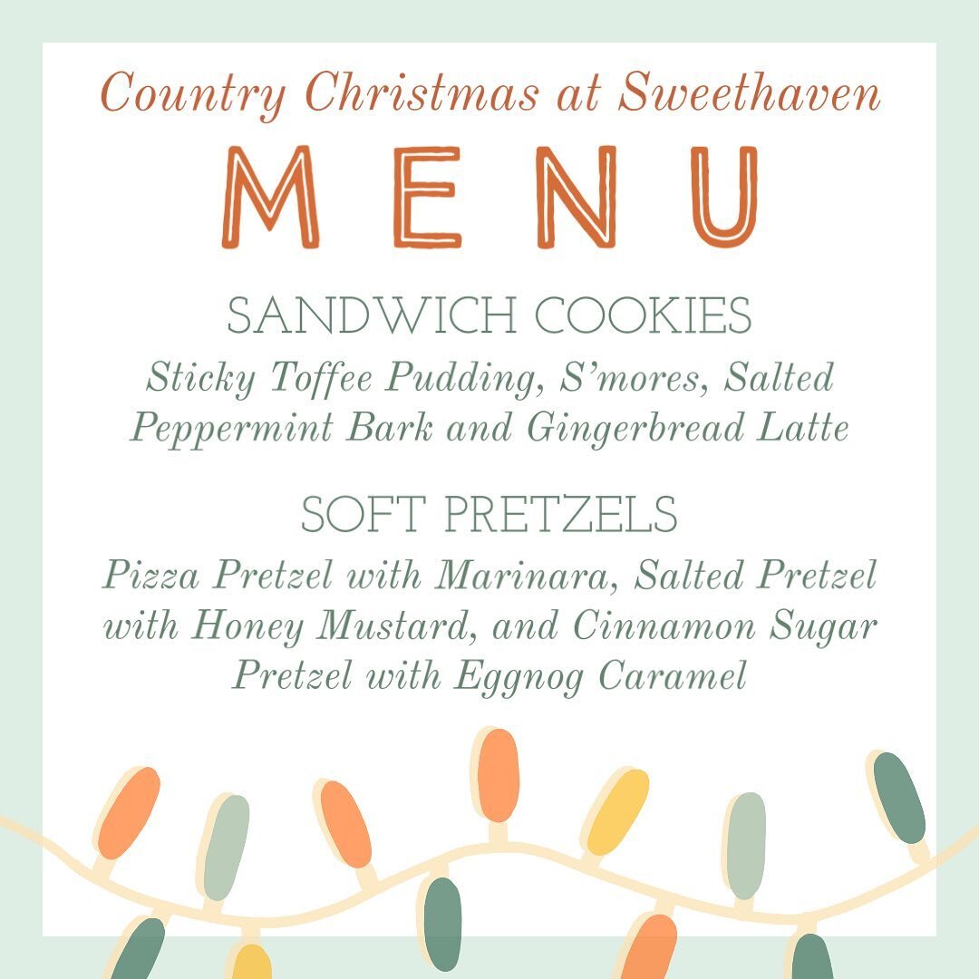 My Christmas treat menu for Sweethaven Lavender&rsquo;s Country Christmas is here!!!

Be sure to reserve your tickets now! ☺️
&bull;
&bull;
&bull;
&bull;
#williamsburg #williamsburgva #williamsburgfamilies #localevent #christmas #christmastime