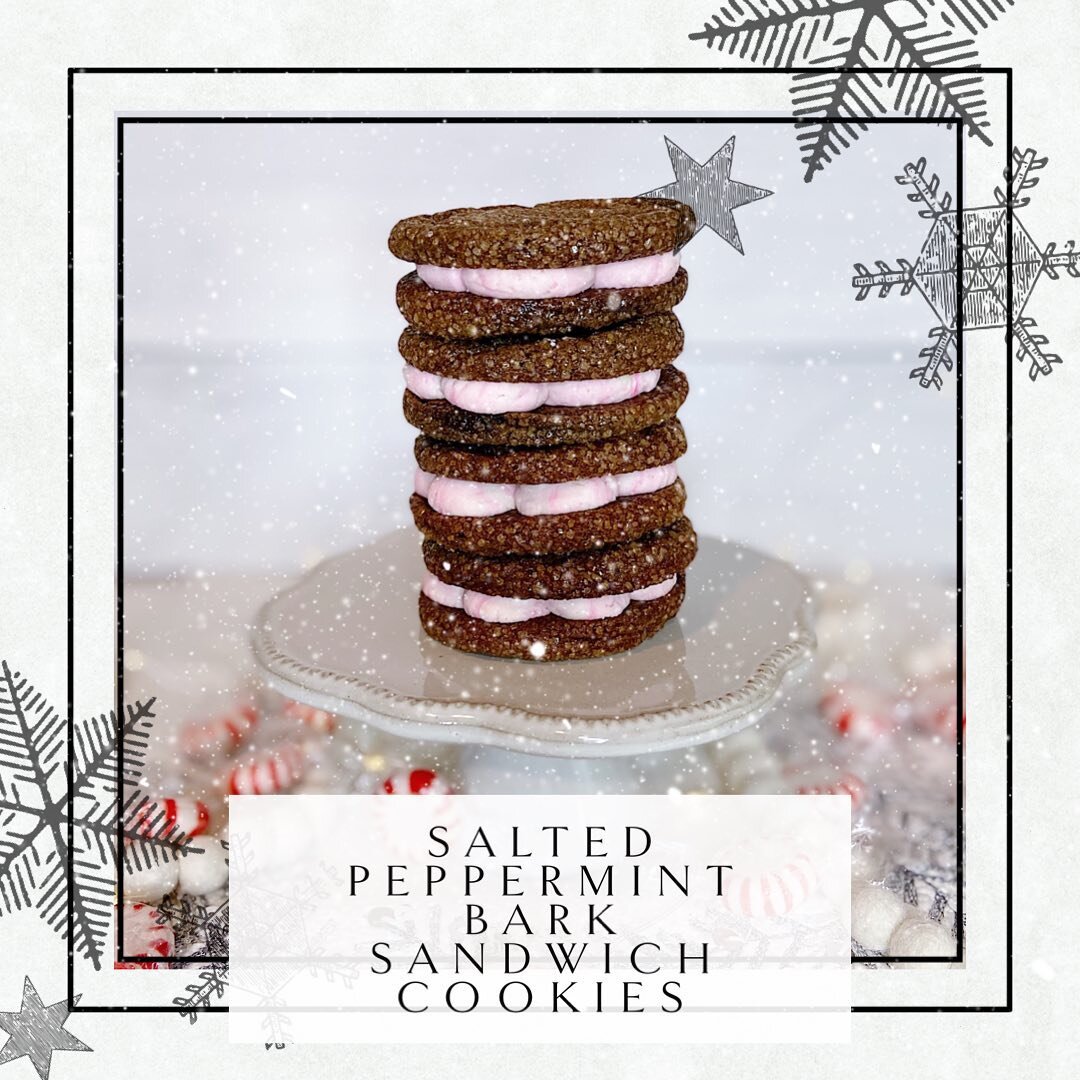 SALTED PEPPERMINT BARK! These little gems are one of three new sandwich cookie flavors featured in my holiday lineup and are sure to become your new favorite. Available starting Saturday, November 26th at @sweethavenlavender&rsquo;s Country Christmas