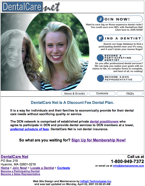 DentalCareNet - circa 2001