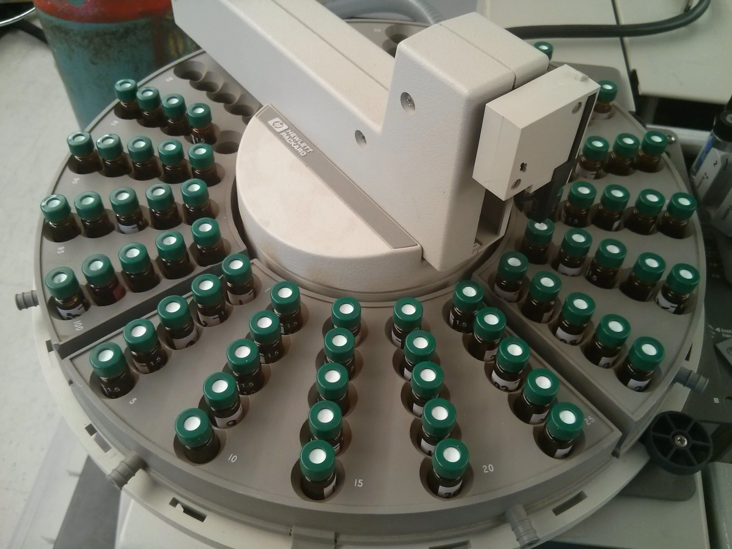 GC samples awaiting analysis. 