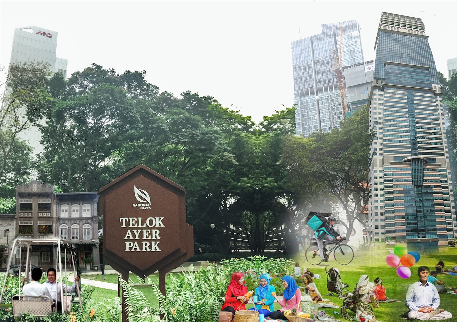 Artist's impression of what an activated Telok Ayer Park could be