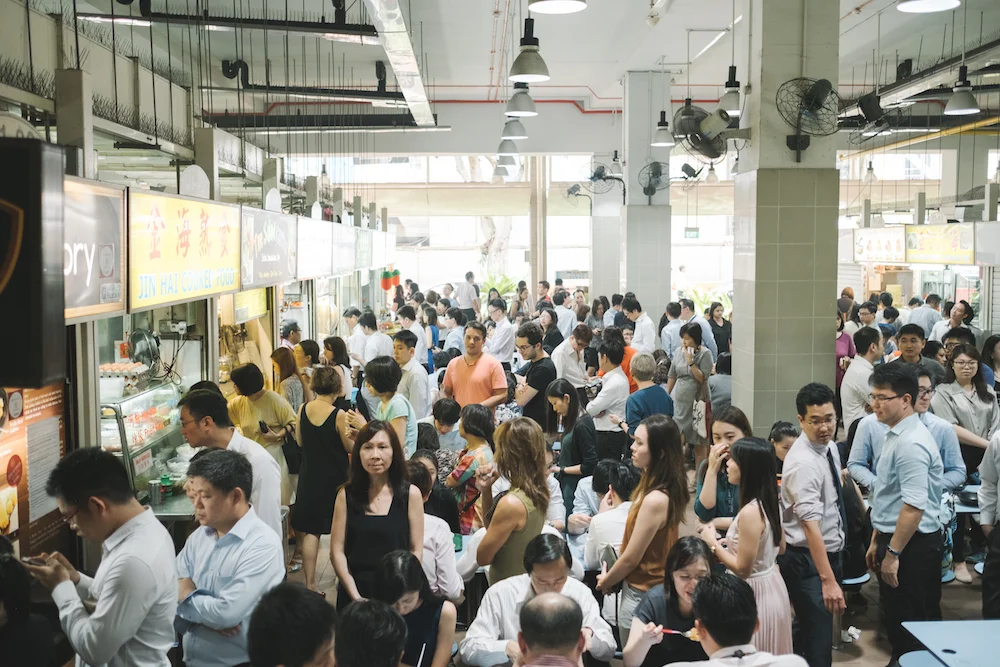Scenes at Amoy Street Food Centre during lunch time