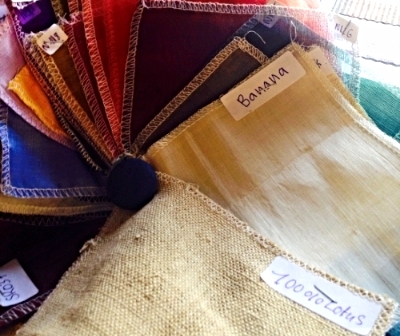 The banana and lotus textiles that arrived today.