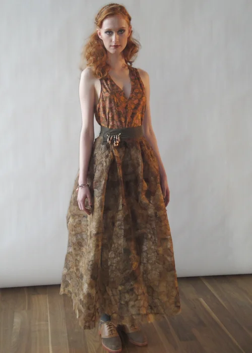 Image of the silk cocoon skirt from the FW11 presentation at NYFW