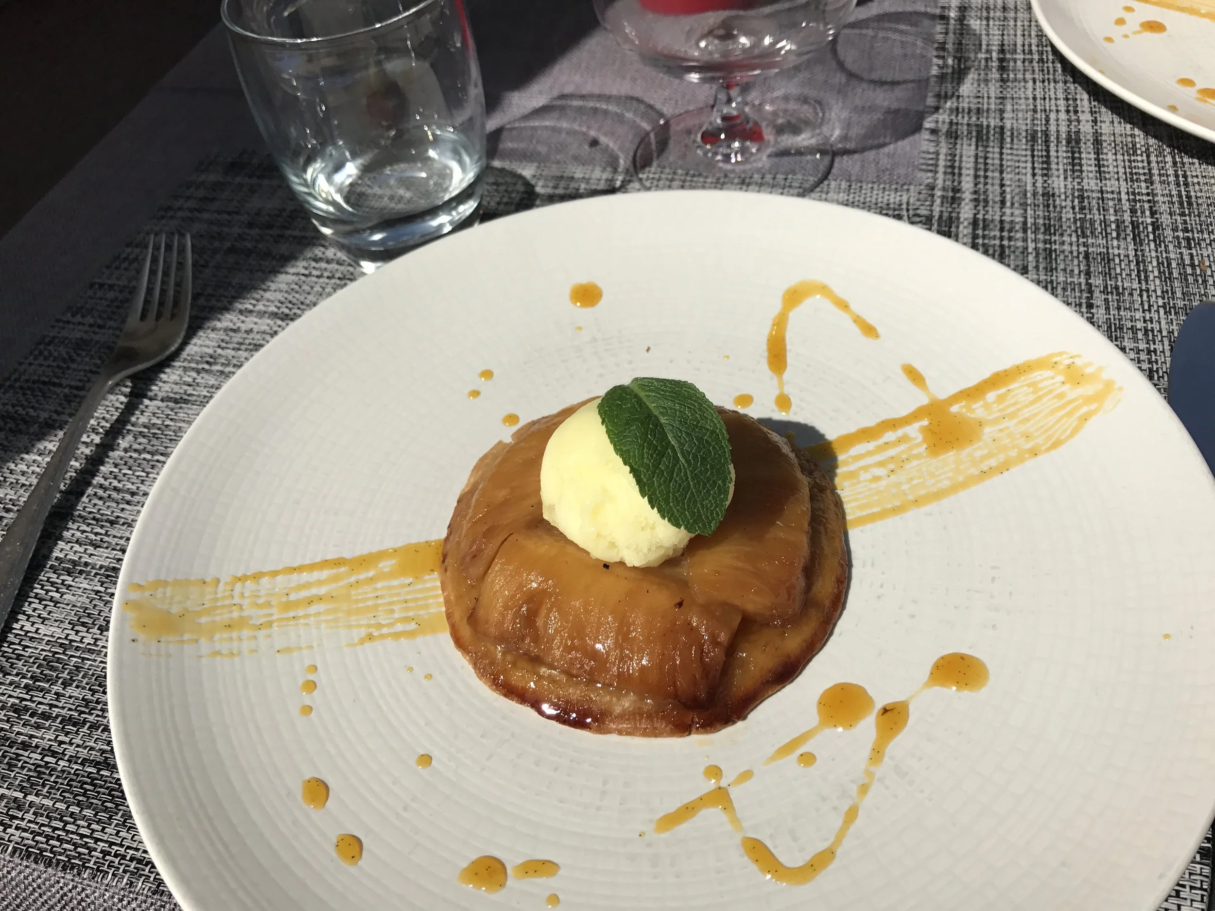 Pineapple tart with pineapple sorbet. 