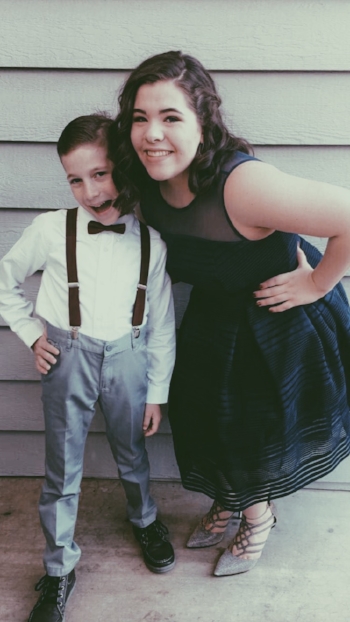 Caroline with little brother Christian, December 2016