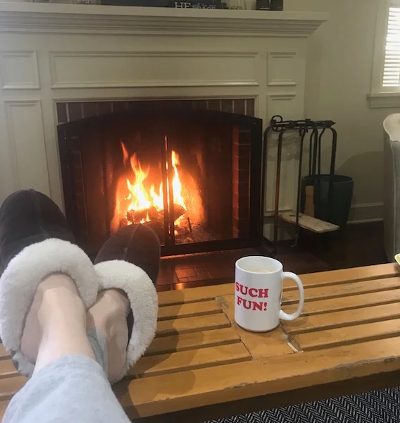 Still chilly enough for a daytime fire here. Anyone know my mug reference?