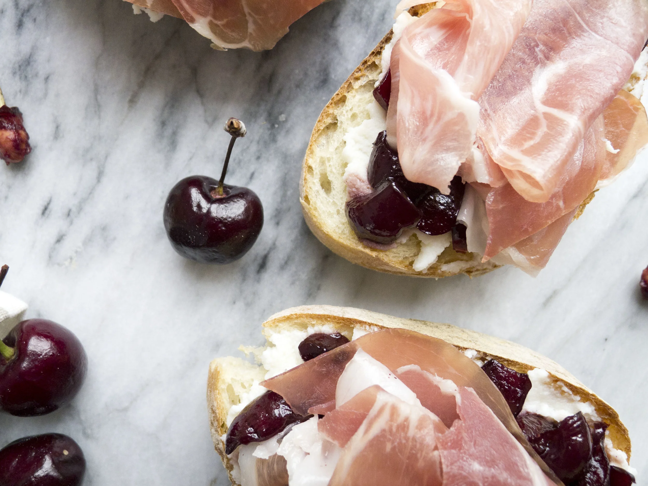 Cherry Sauce and Prosciutto Crostini 