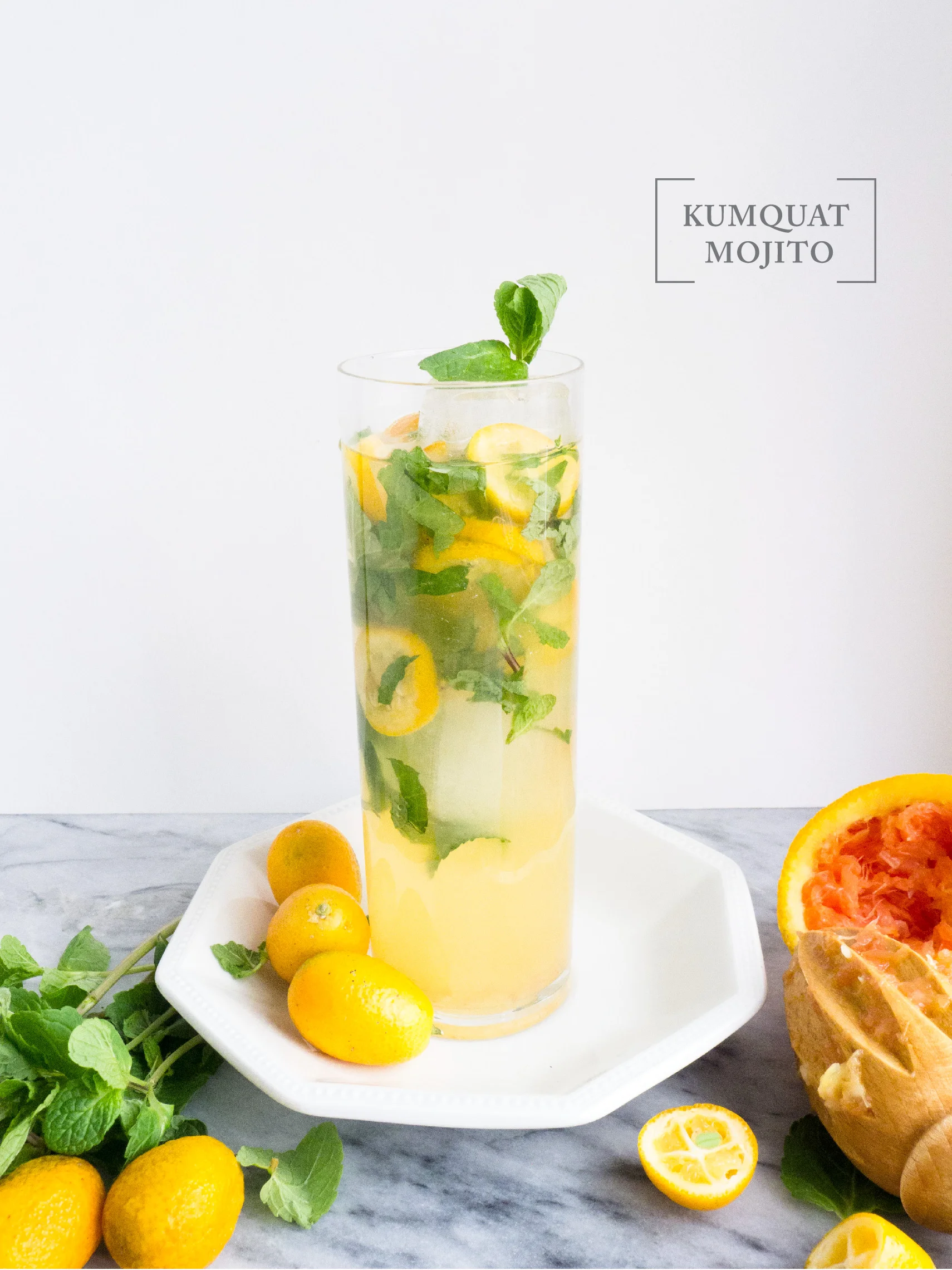 Kumquat mojito; clean eating cocktail 