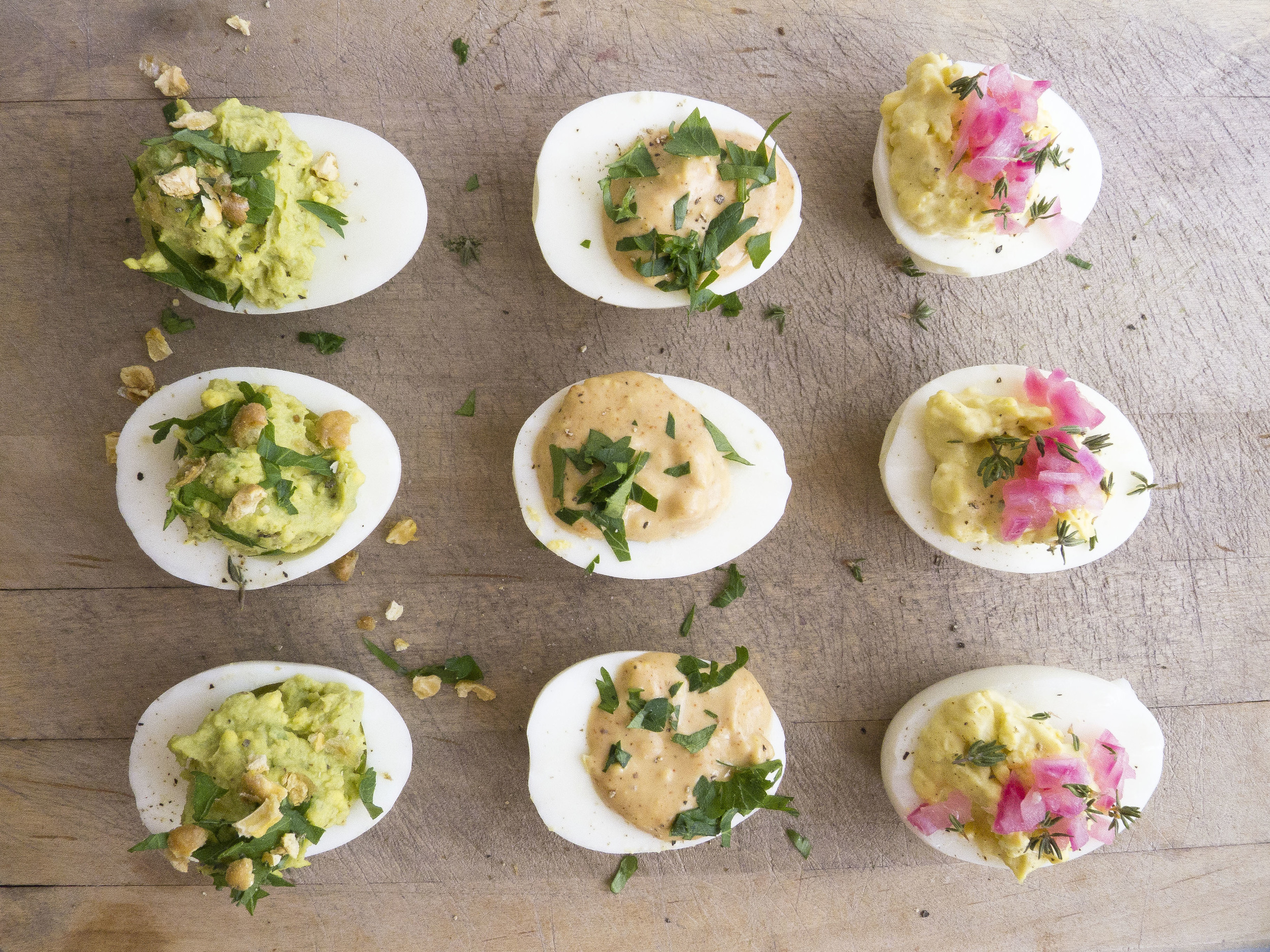 Deviled Eggs 3 Ways: Herbal, BBQ and Pickled 