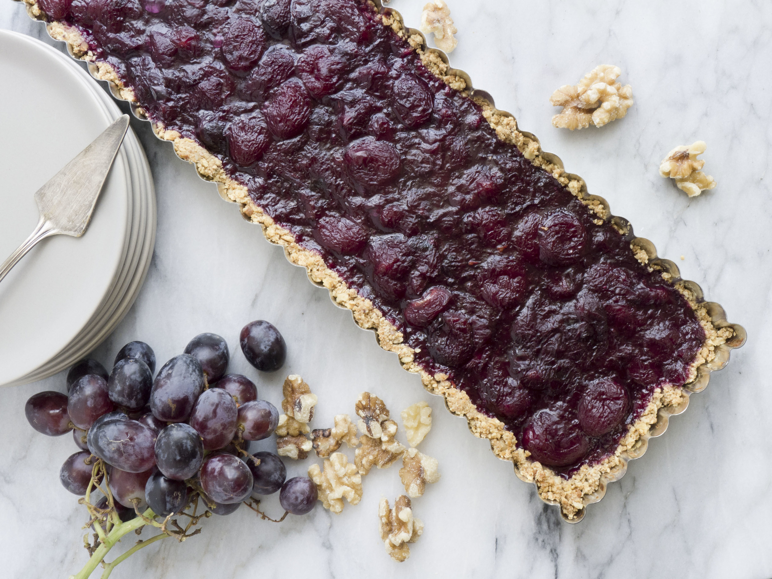 Grape Tart with Walnut Crust