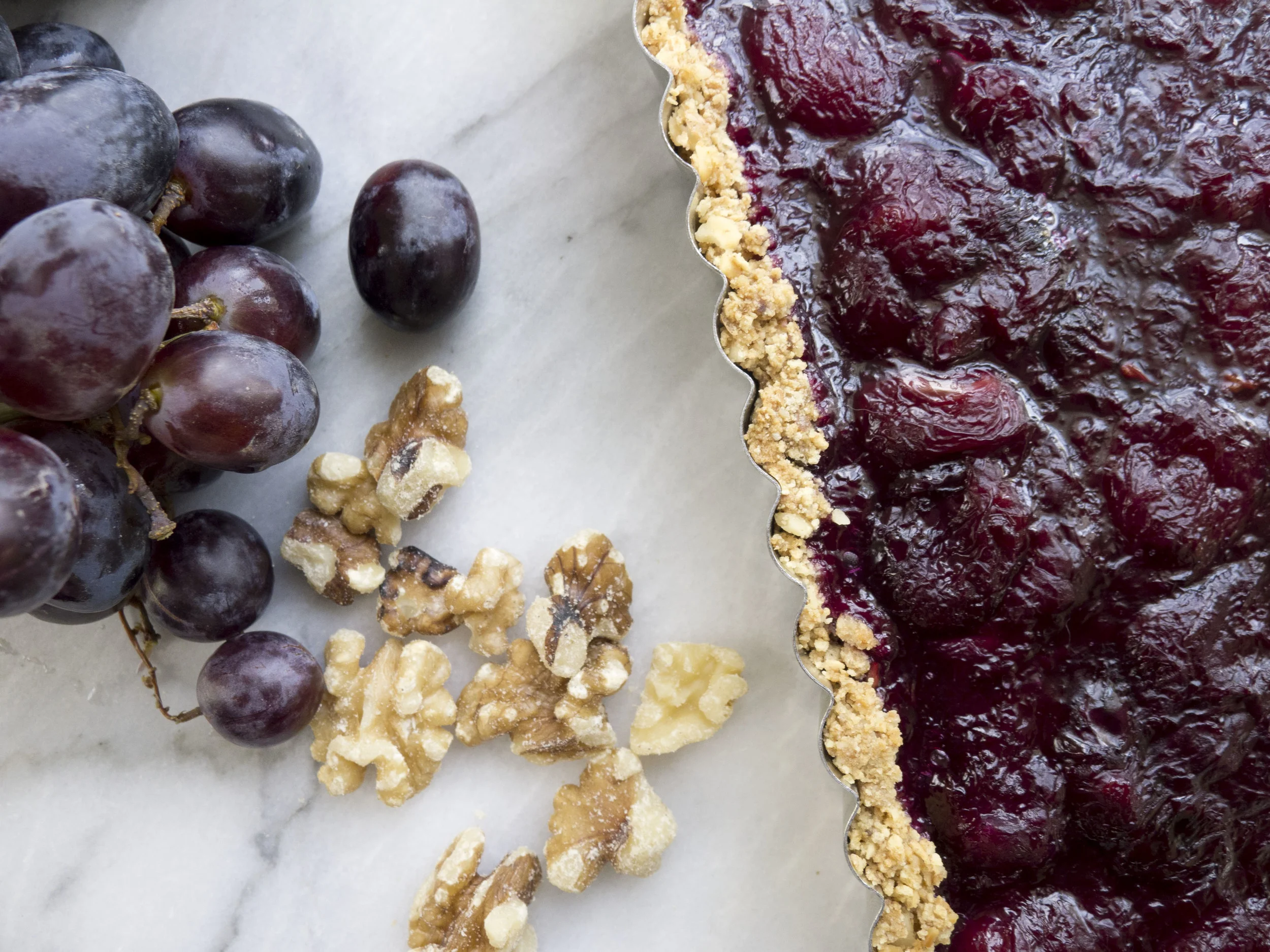 Grape Tart with Walnut Crust