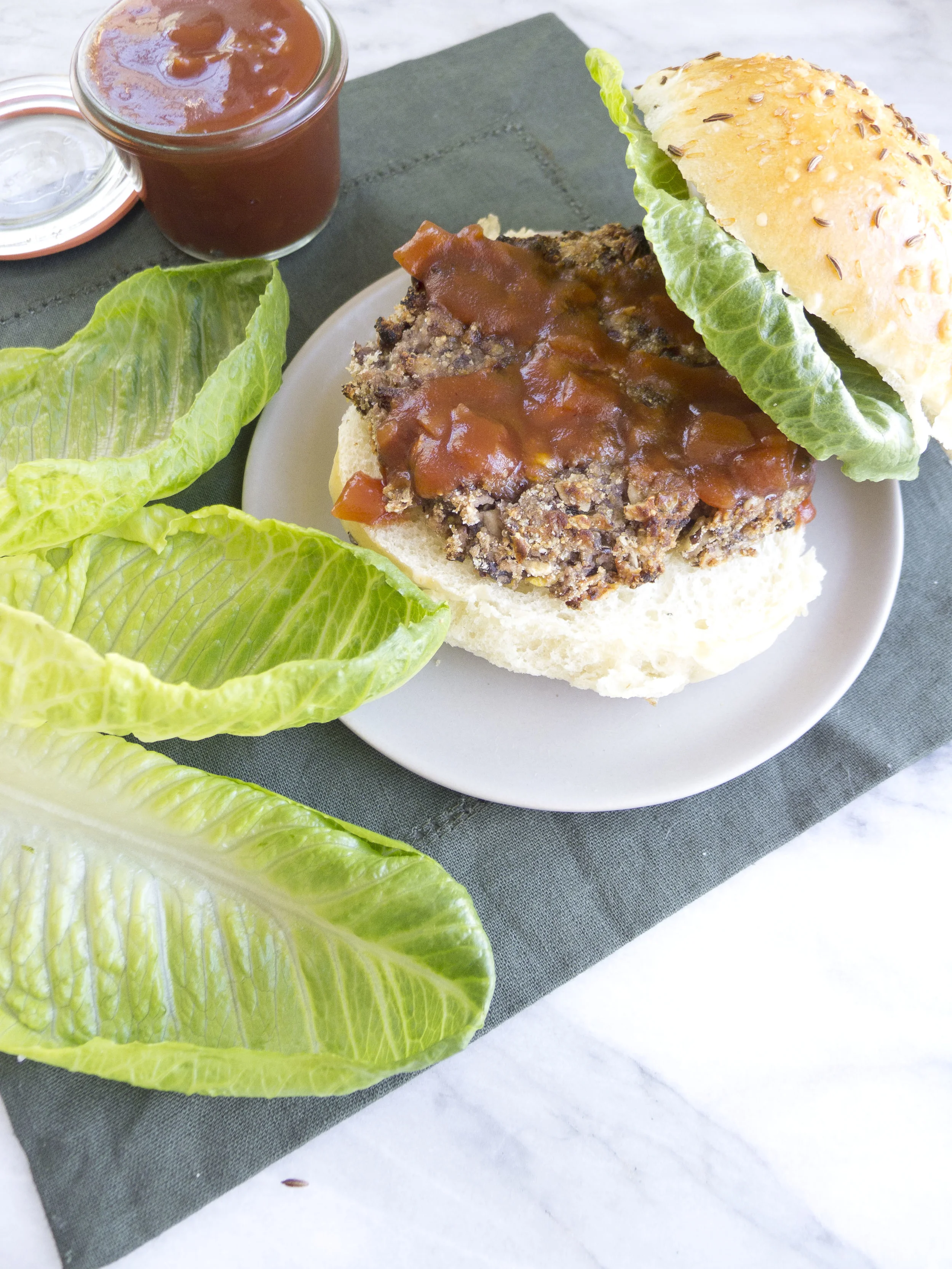 Black Bean Amaranth Burger with Cranberry BBQ 