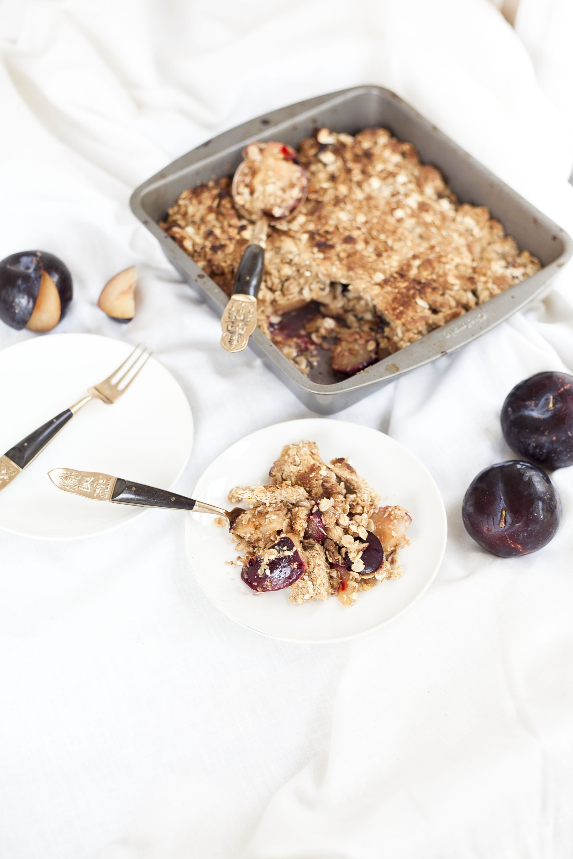 Plum Rosewater Crumble