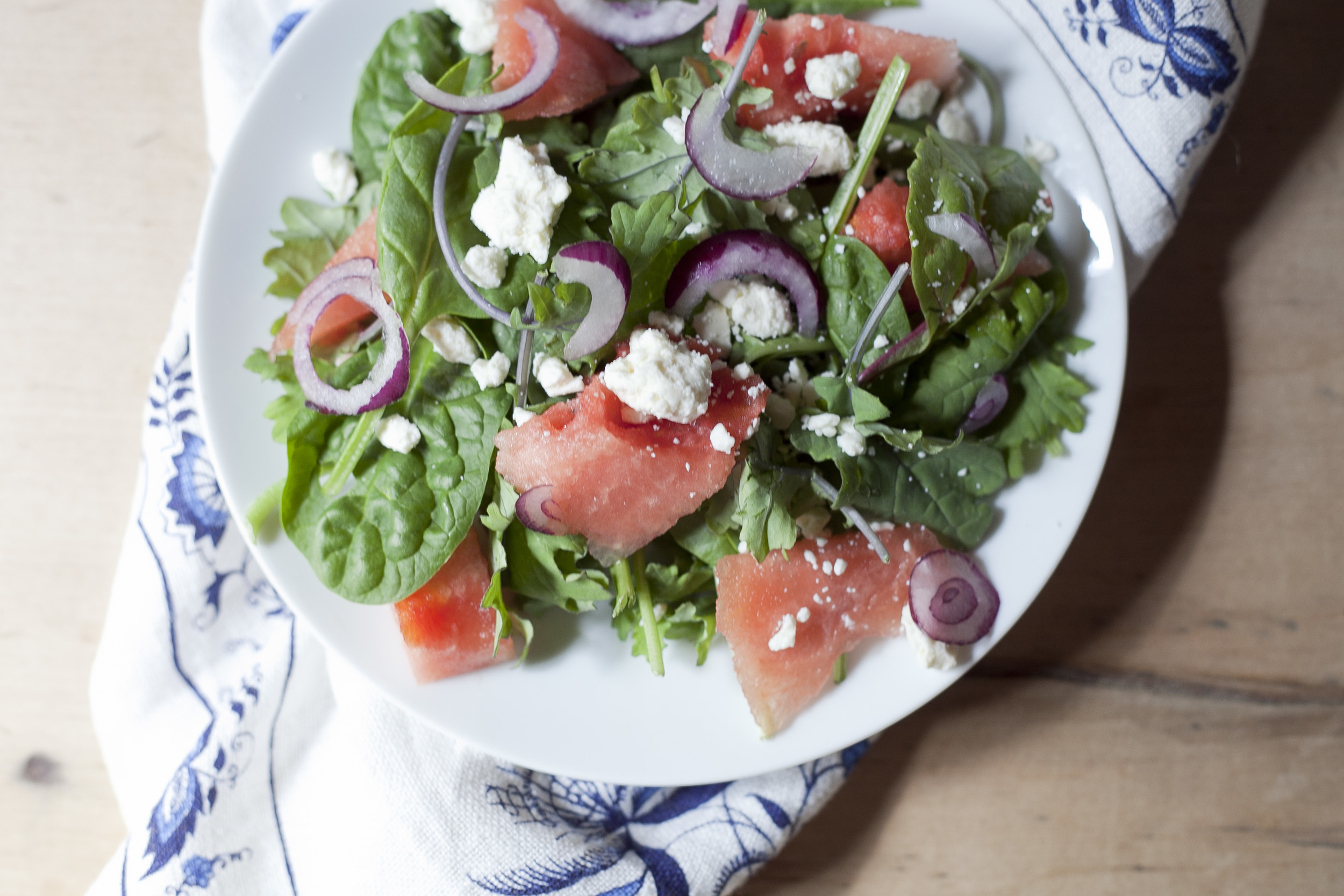 Super Greens Salad with Watermelon and Feta