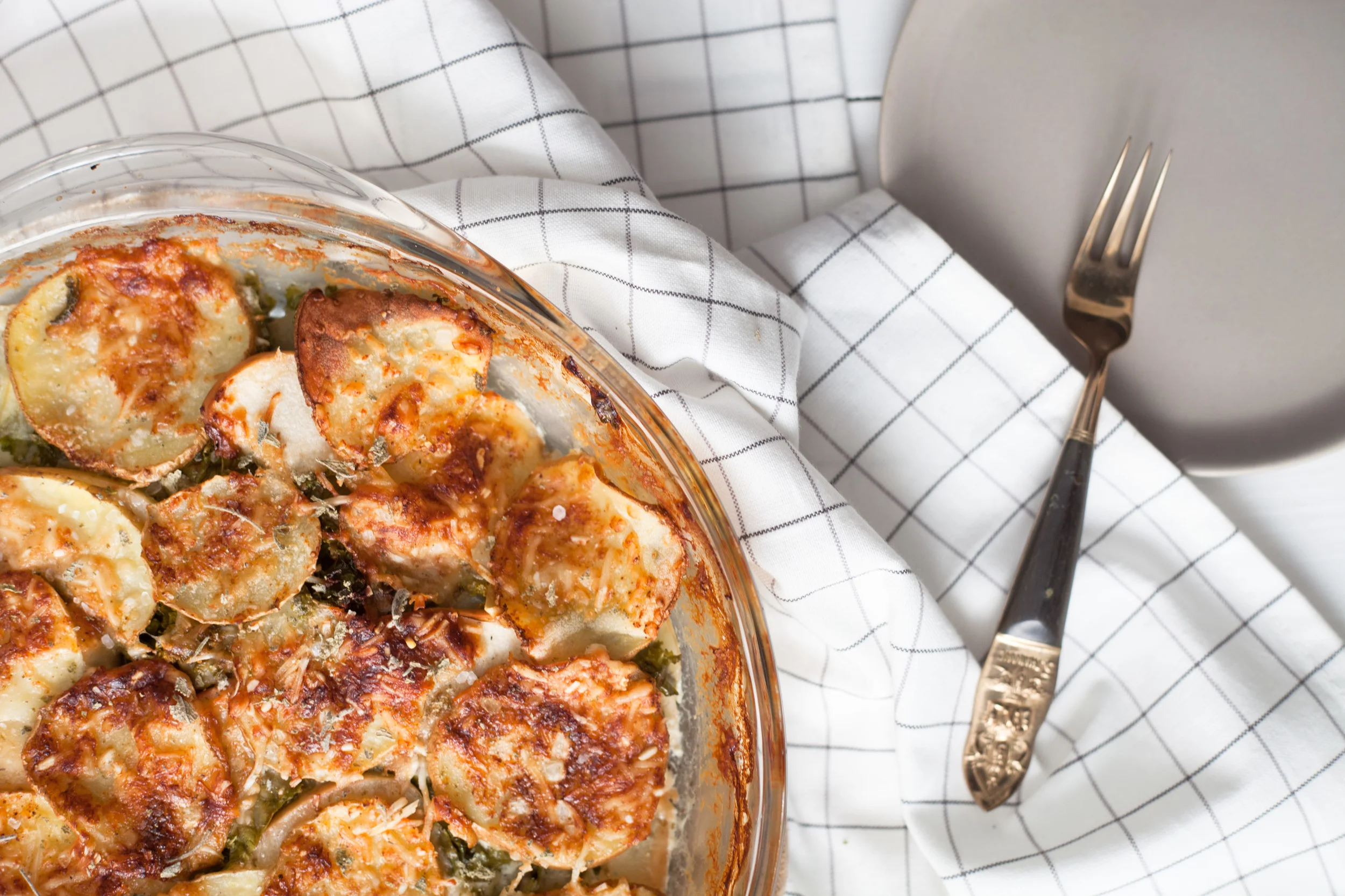 healthy potato apple kale gratin