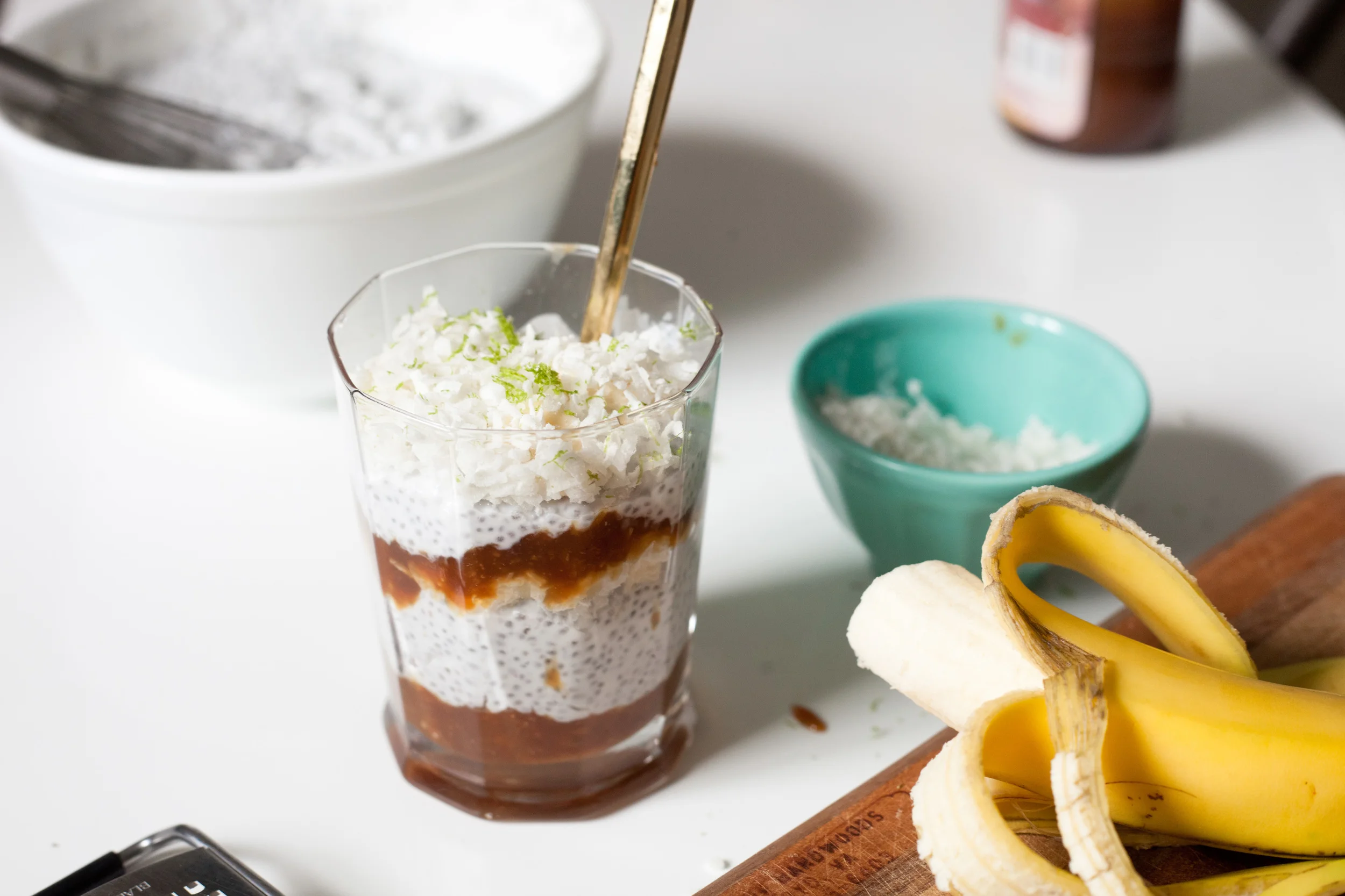 Coconut Chia Pudding with Bananas and Lime Zest