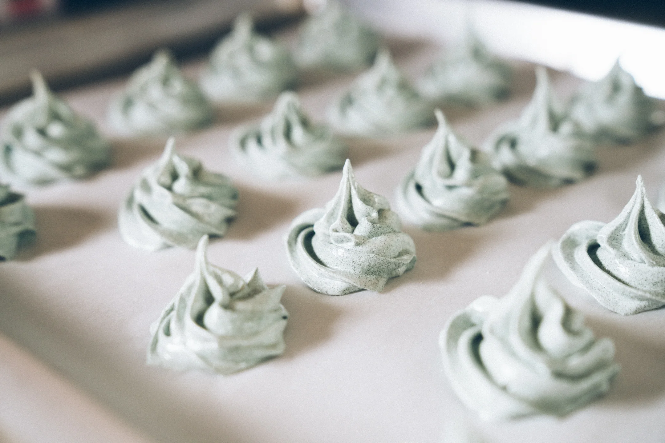 Gluten Free Dessert Spirulina Superfood Meringues with Rose Crystals