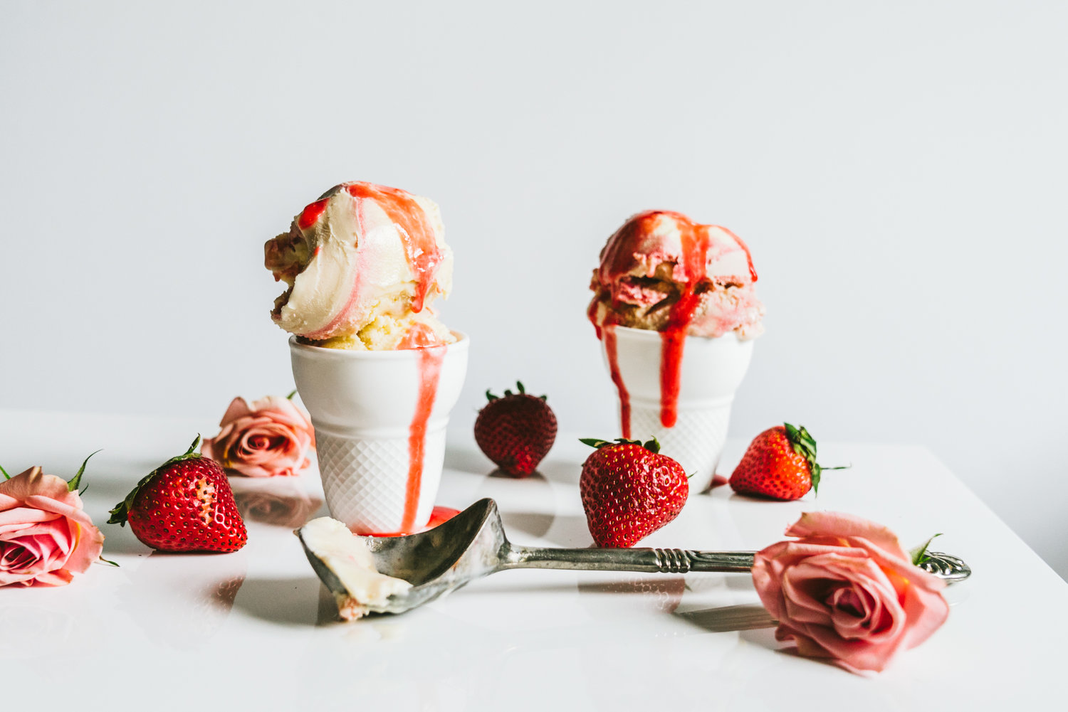 Strawberry Rose Rhubarb Ribbon Ice cream — OhCarlene
