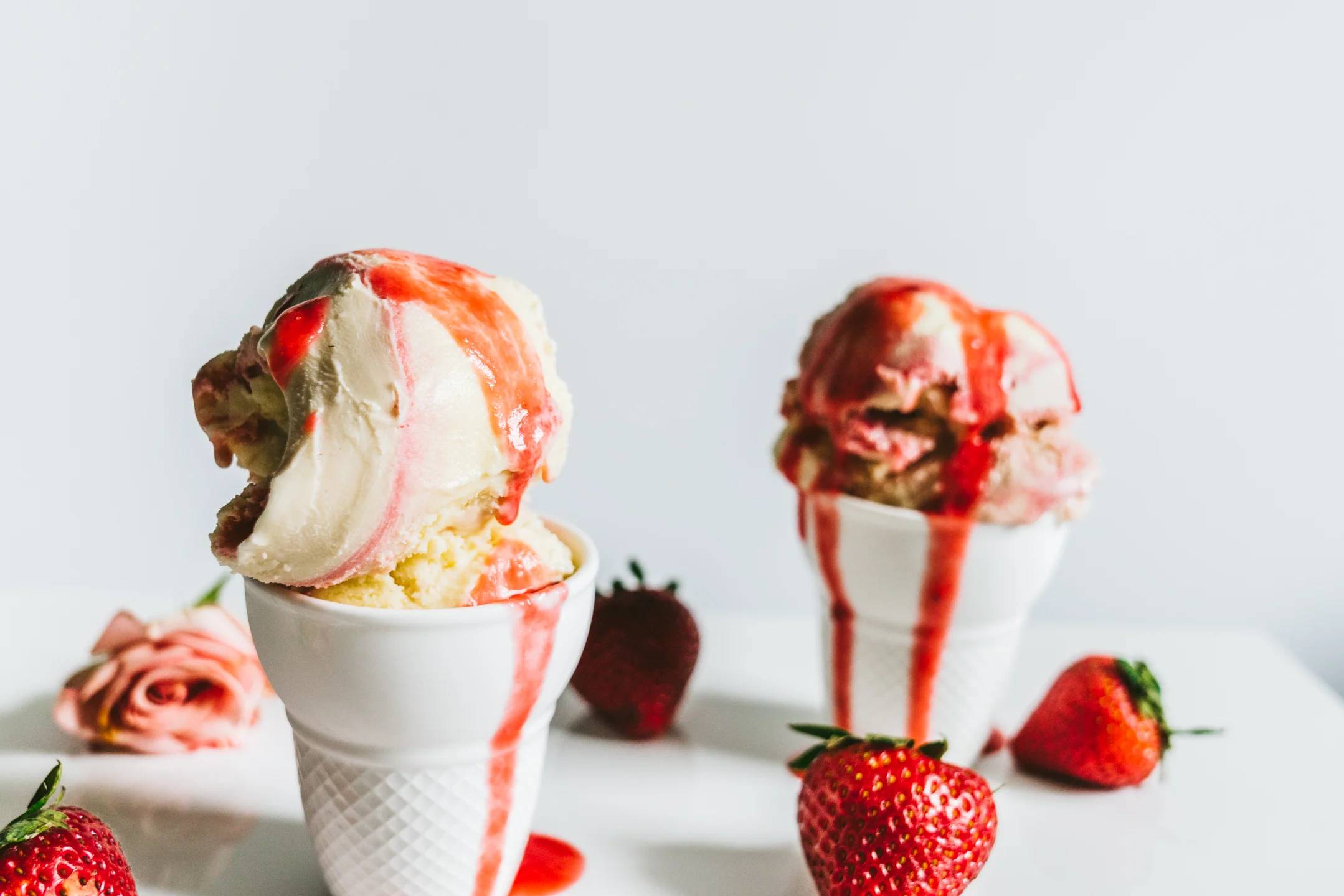 Strawberry Rose Rhubarb Ribbon Ice cream — OhCarlene
