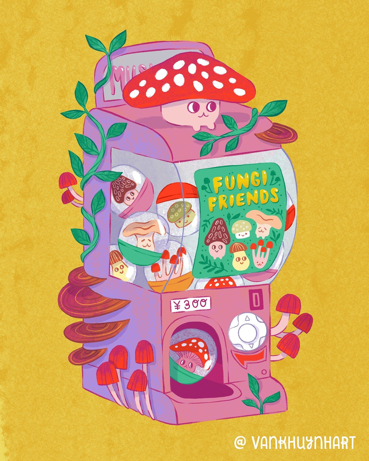Happy Friday! Just wanted to share this fun illustration I did this week of a Mushroom themed gachapon machine. I might try to do a series of gachapon machines in different themes. Anybody else in love with gachapon? They've been popping up alot at m