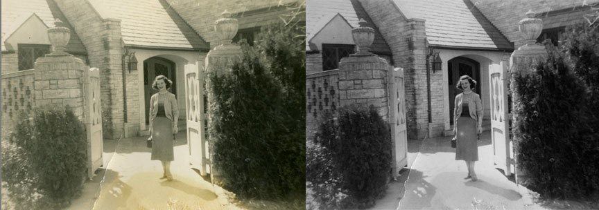 This is a before and after example from the photo restoration class : This Old Photo!