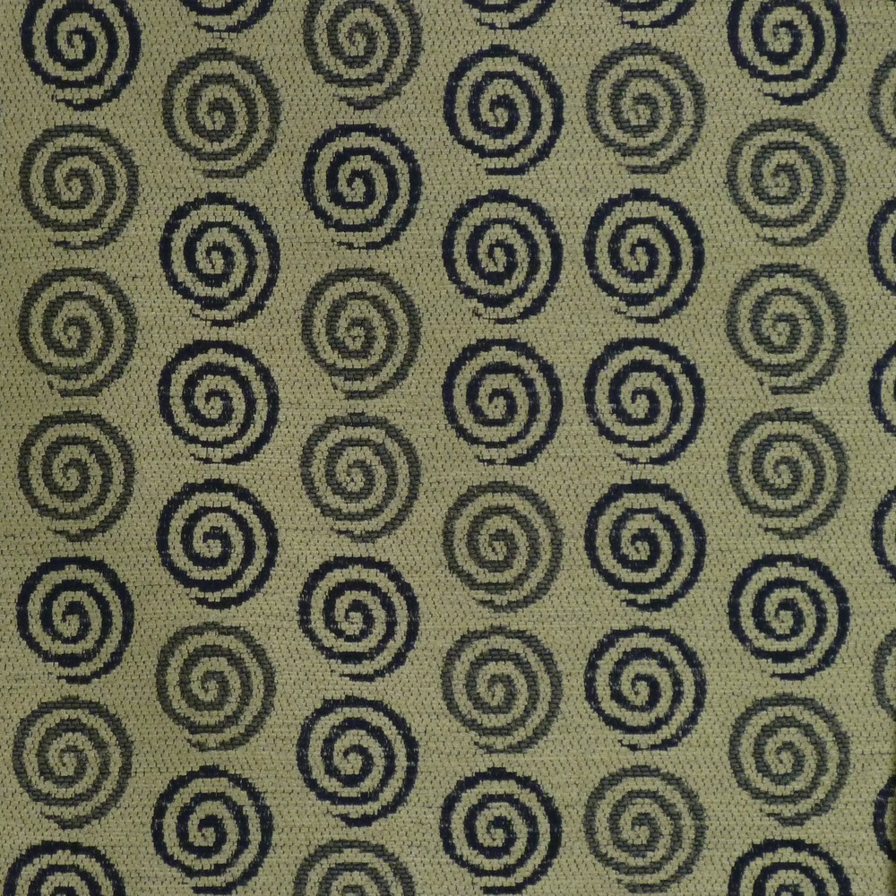 434 Blue Spirals Chenille Upholstery Fabric - yard —