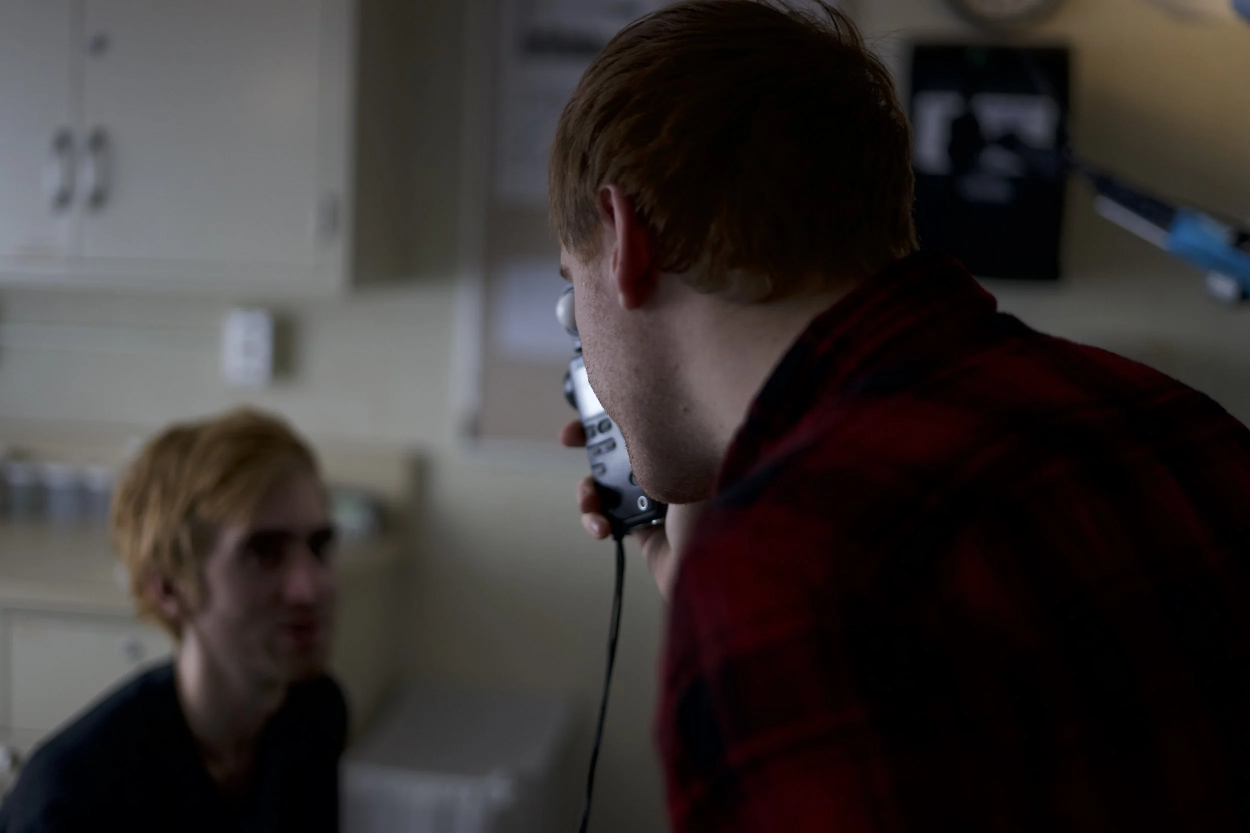 Director Eddie Loupe (Left), DP Jacob Midkiff (Right) on the set of Applebaum