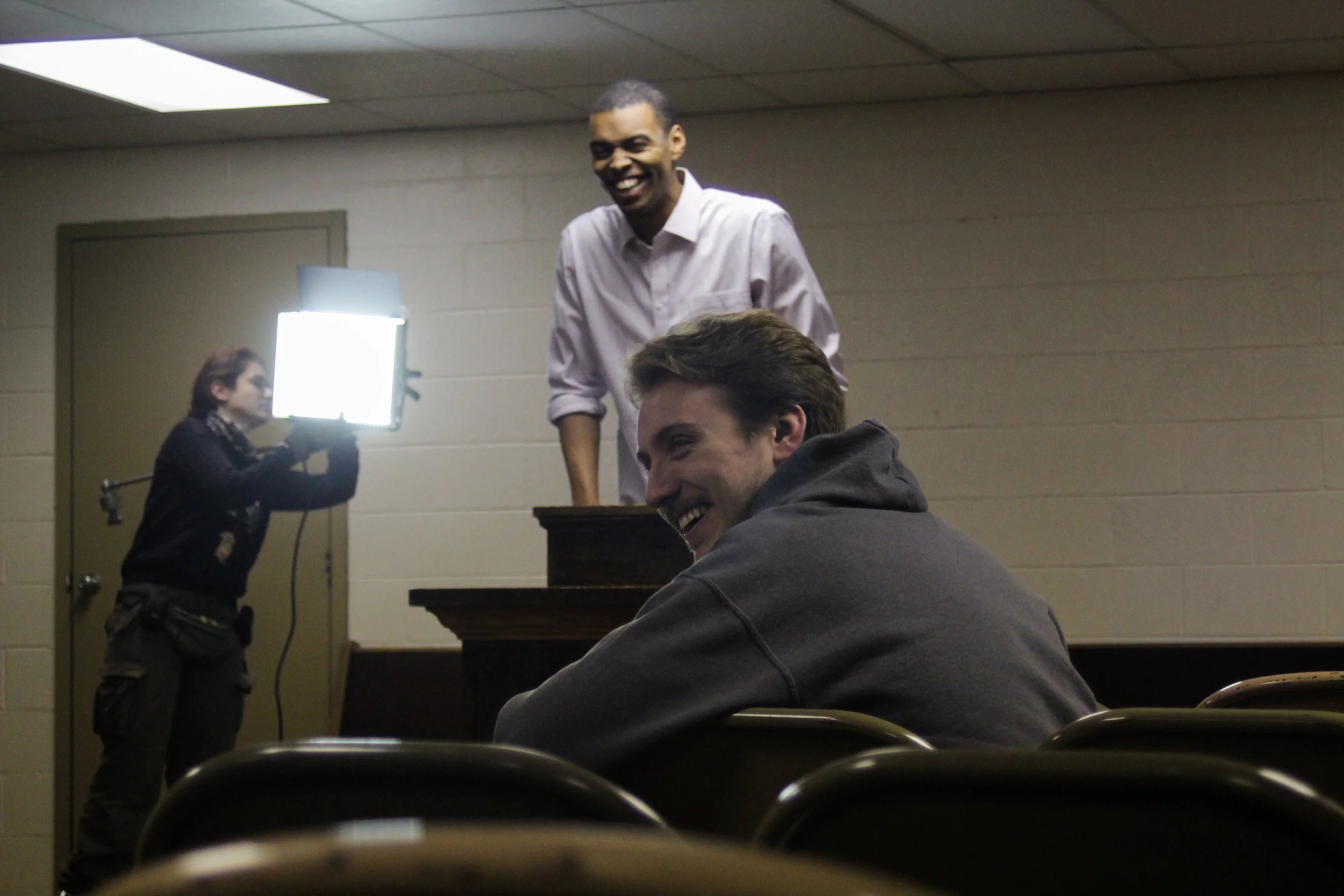 Logan Marshall on set of Graham Holford’s 2nd Year film Pasture.