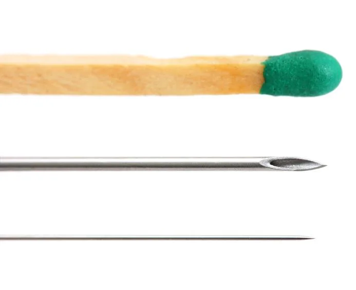 The filiform acupuncture needle is smaller than anything you'll find in your Western doctor's office.