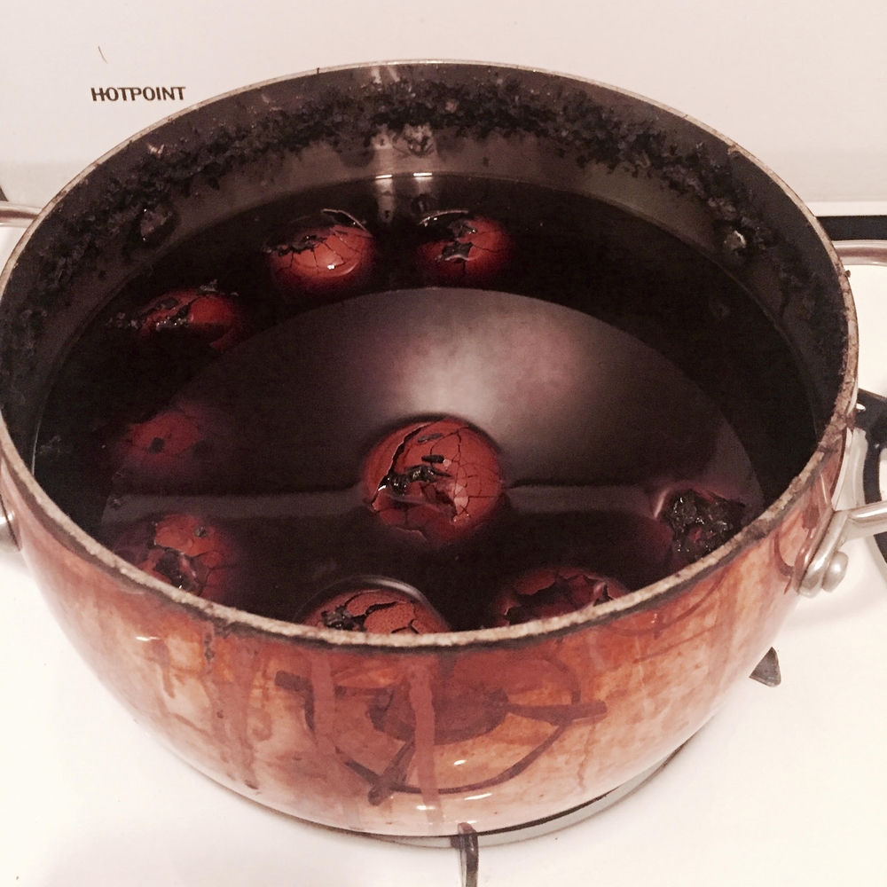 eggs resting in pot